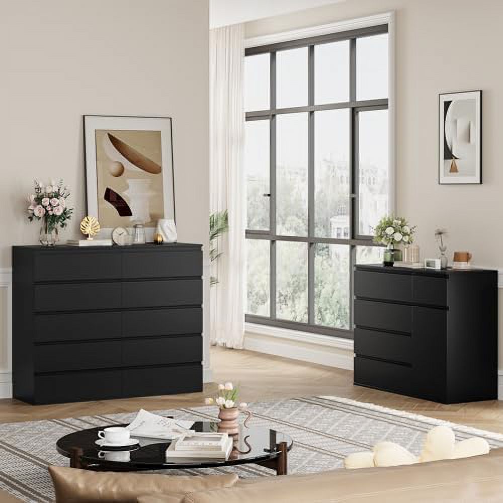 5-Drawer Black Dresser - Large  Space   Chest of Drawers  39.4H x 23.6L x 15.7W Inch  Cabinet for