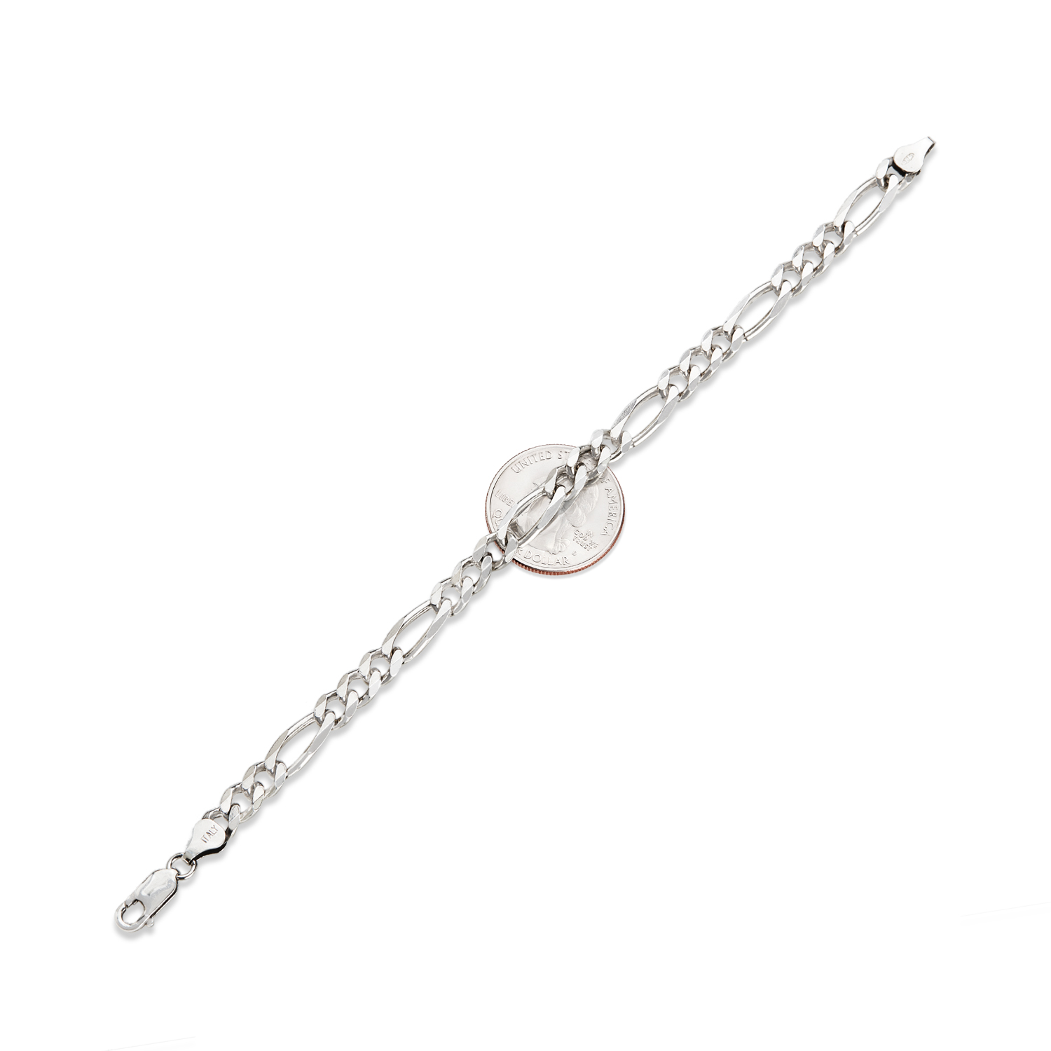 7mm Oxidized Plated Silver Flat Mariner Chain Link Bracelet, 8 inches