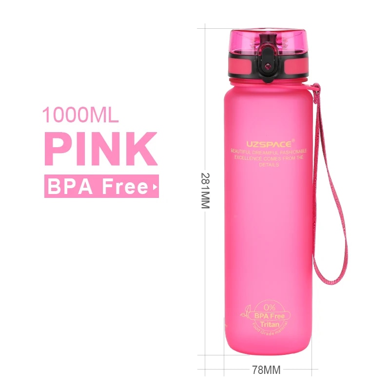 1000ml Large Capacity Water Bottle Portable Leakproof Shaker Frosted Plastic Drinkware Travel Camp Sports Direct Drinking Bottle 1000ml pink