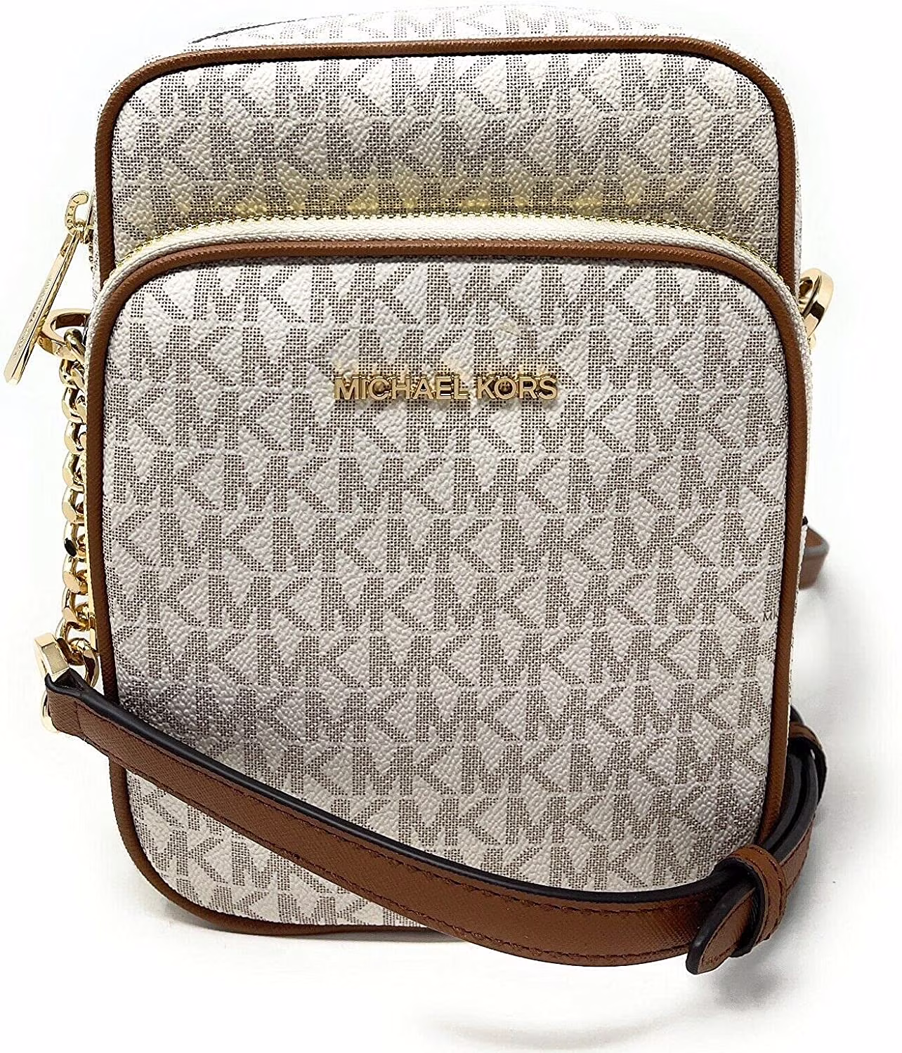 Michael Kors Jet Set Travel Signature Medium Logo Chain Crossbody Flight Bag