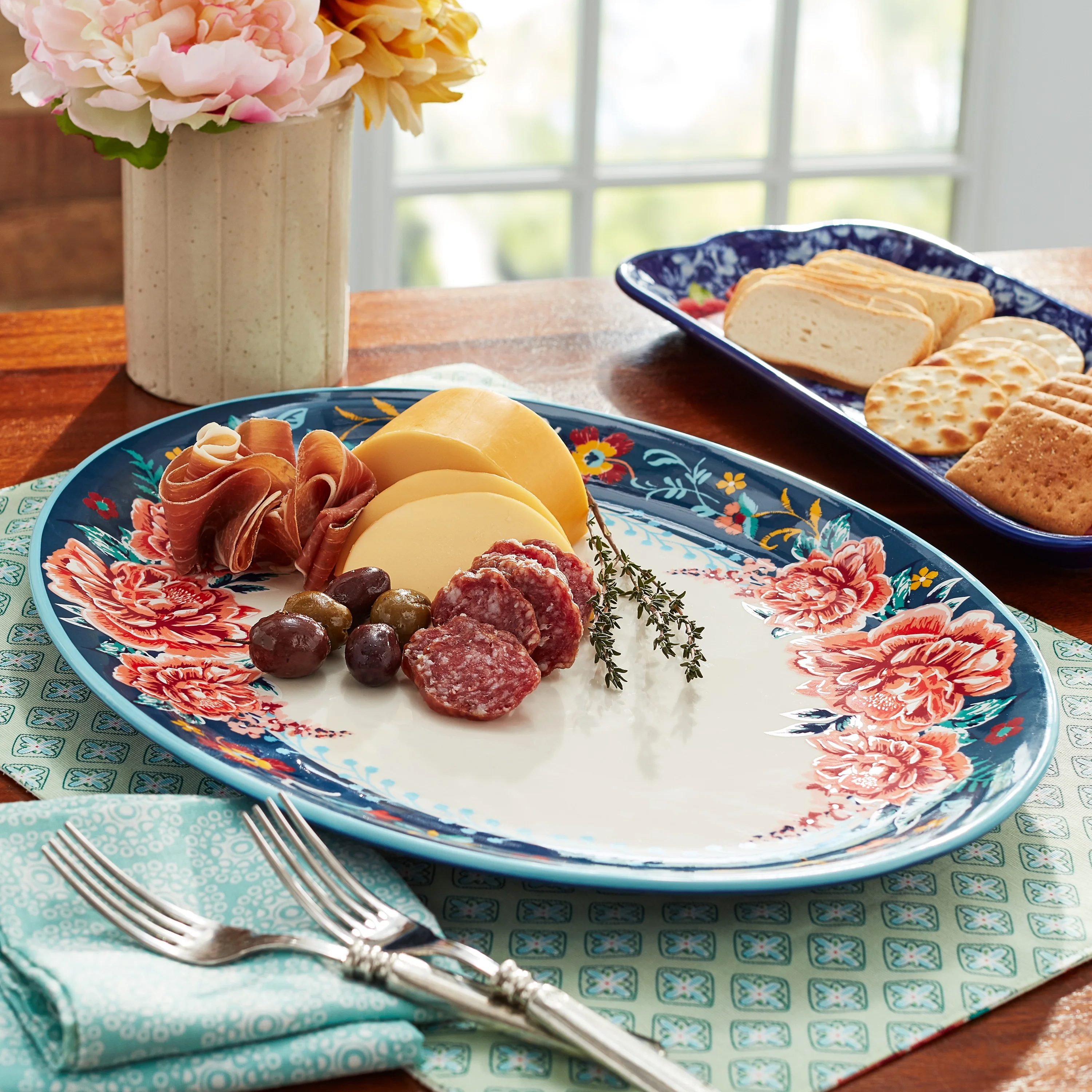 The Pioneer Woman Keepsake Floral Stoneware Serve Platter