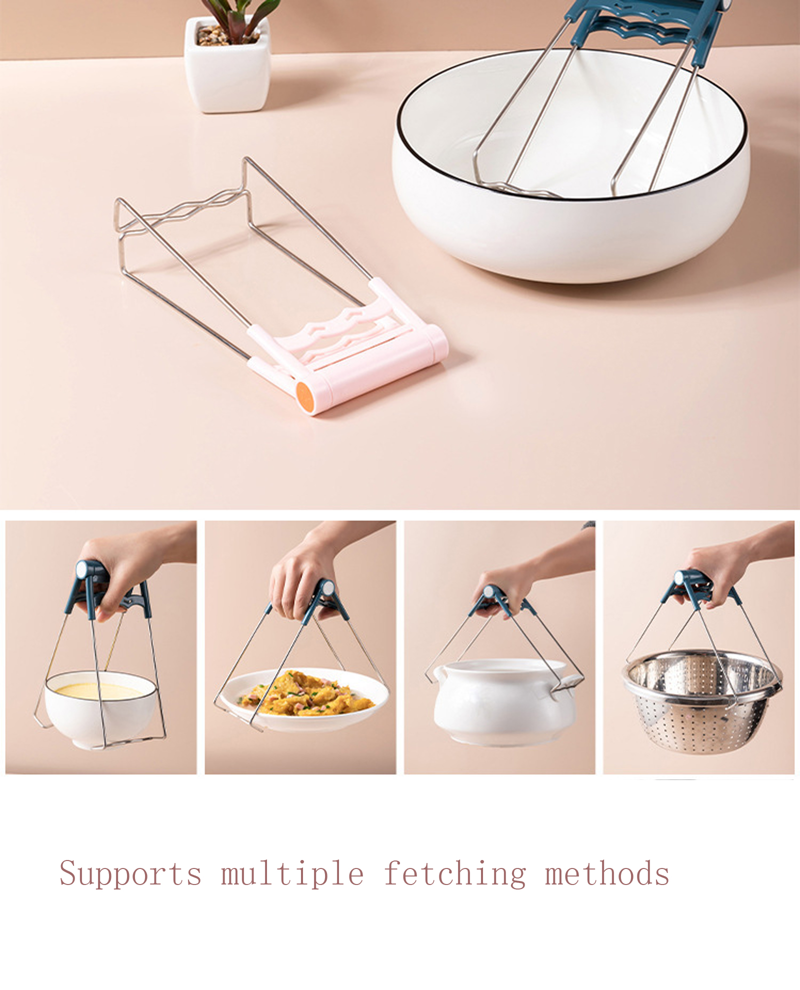 COUTEXYI Kitchen Anti-scalding Tool Set, Hot Plate Gripper Bowl Clips Non-slip Silicone Pad Home Baking Artifact