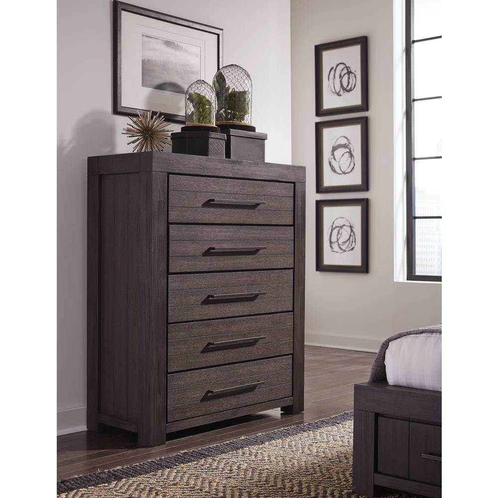 Modus Furniture Heath Five Drawer Chest in Basalt Grey (2024)