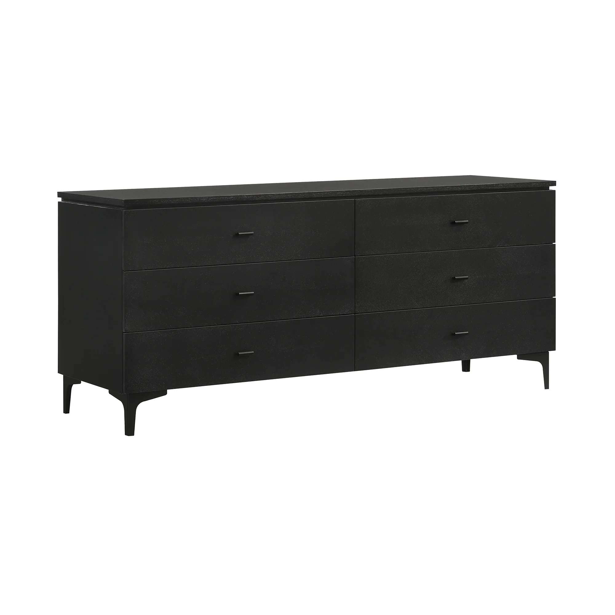 Armen Living Legend 6-Drawer Modern Wood Dresser with Metal Legs in Black