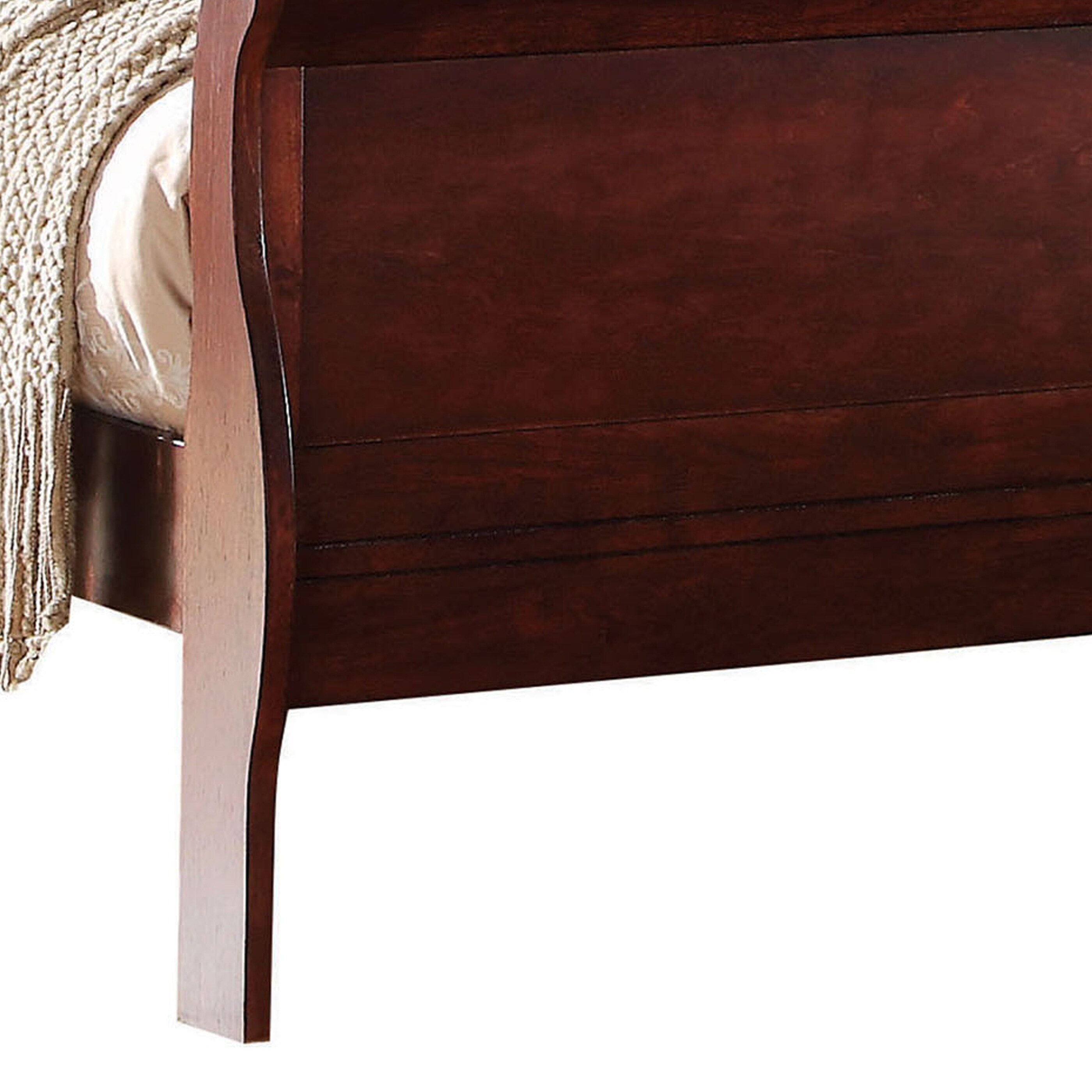 Transitional Panel Design Sleigh Full Size Bed, Cherry Brown