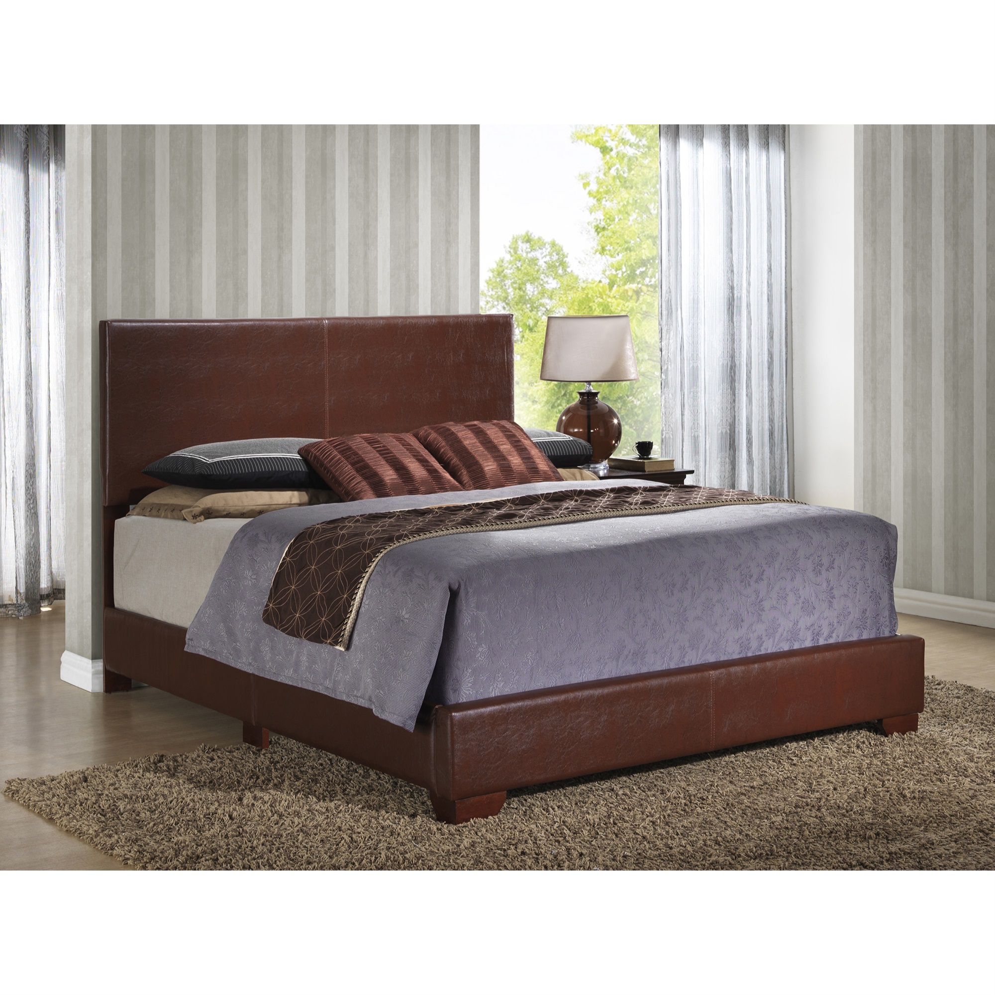 Passion Furniture Aaron Light Brown Upholstered King Panel Bed PF-G1855-KB-UP