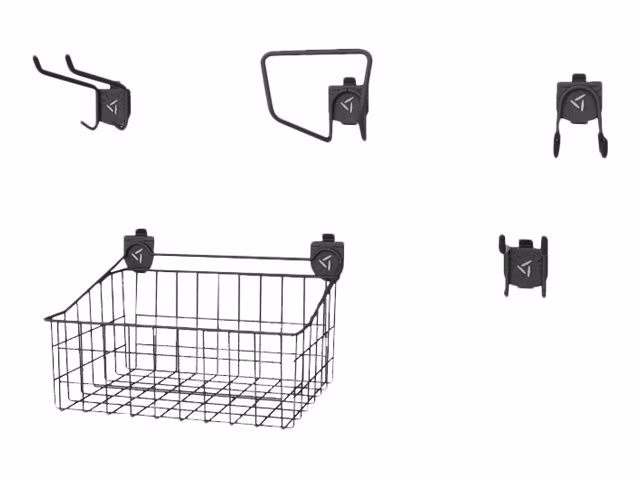 Gladiator Starter Kit 1 - Wall organization rail storage basket and hook set - granite