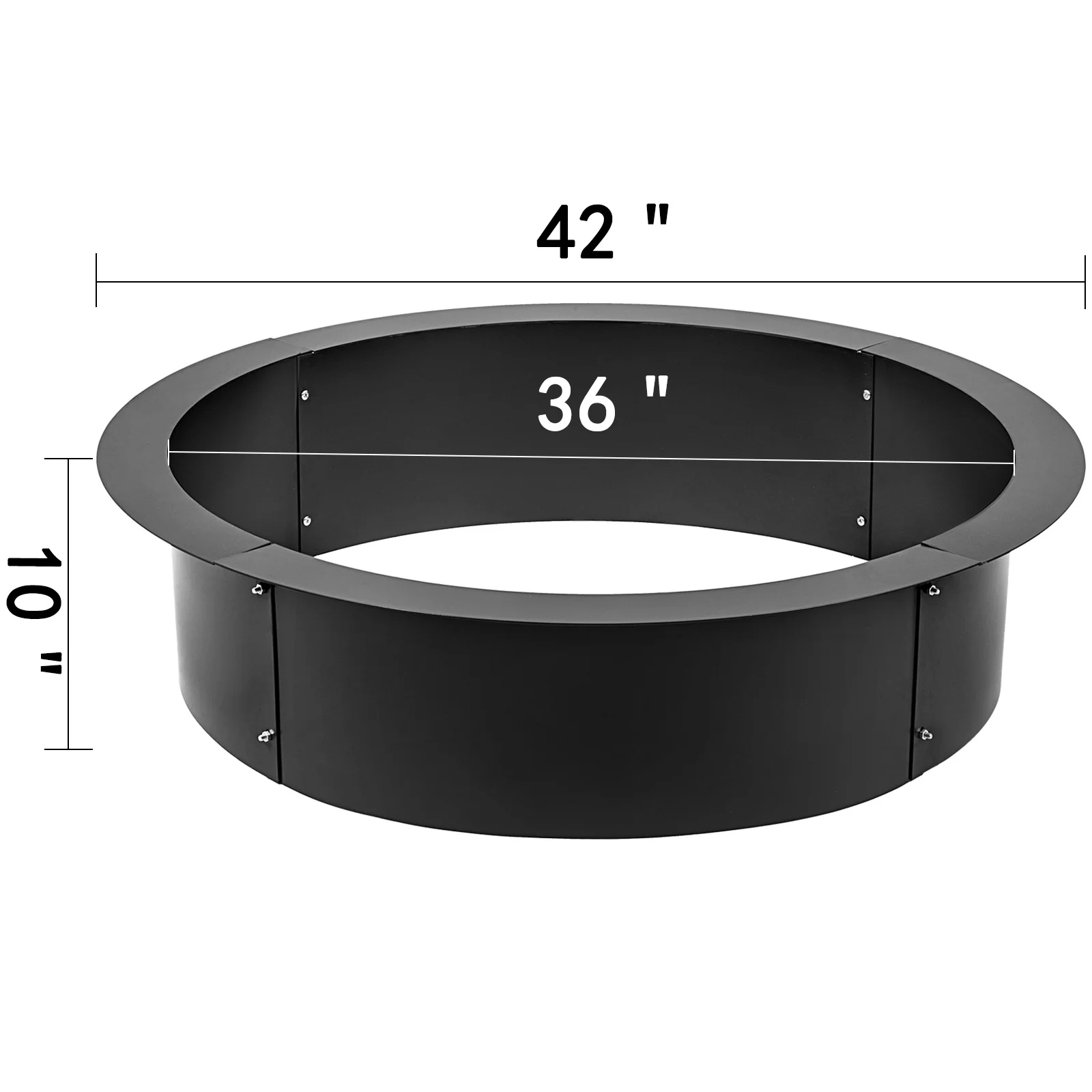 BENTISM Fire Pit Ring 42-inch Outer/36-inch Inner Diameter Fire Pit Insert 3.0mm Thick Heavy Duty Solid Steel Fire Pit Liner DIY Campfire Ring Above or In-Ground for Outdoor
