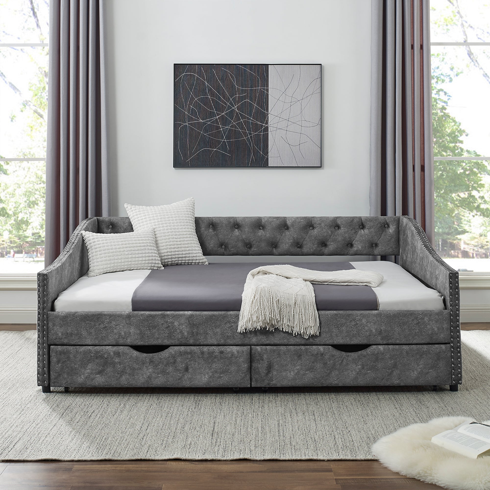 Scout Full Size Daybed with Trundle - Gray