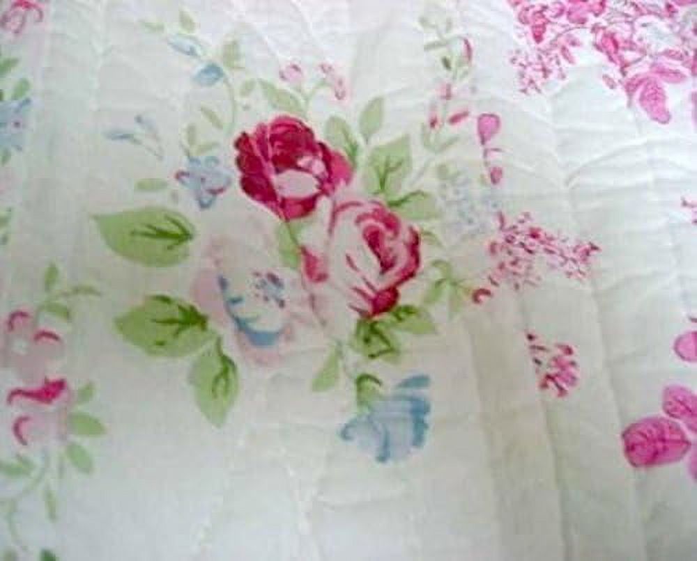 2 Piece Quilt & Sham Set Shabby Patchwork Vintage  Rose Chic