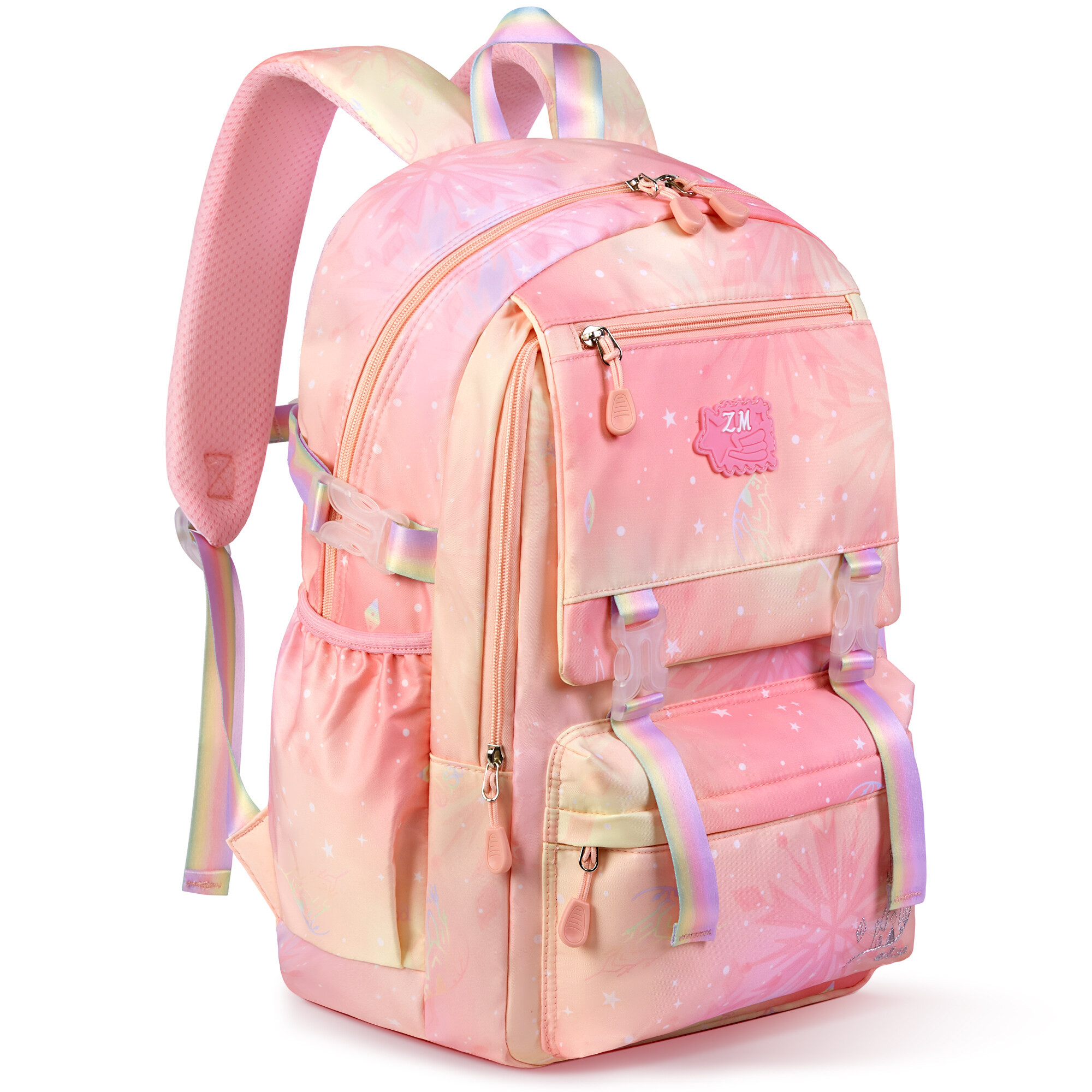Vbiger School Backpack for Girls Cute Pink Shoulder Bag Bookbag Nylon Backpacks for Teens and Students