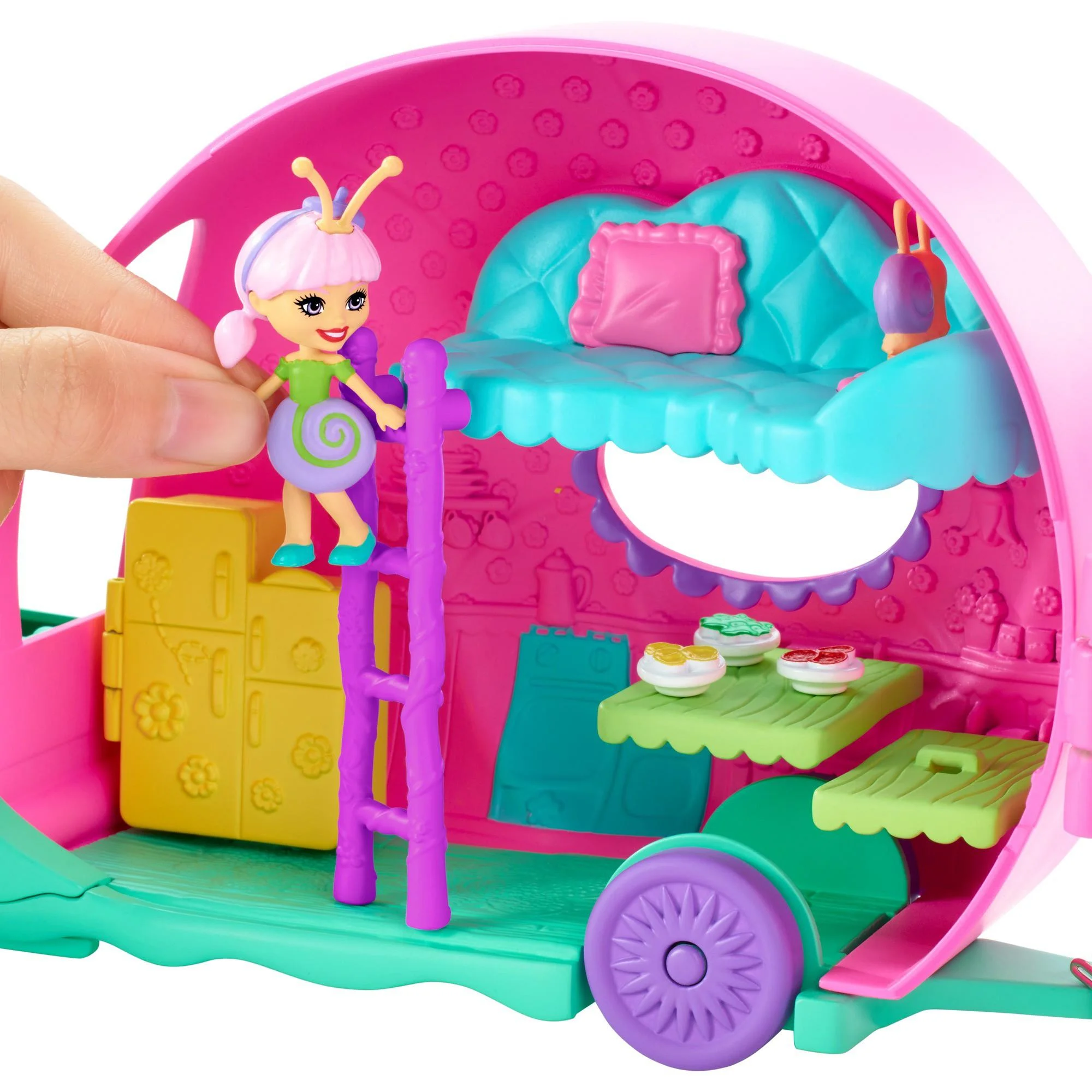 Enchantimals Slow-mo Camper Vehicle Playset with Saxon Snail Doll