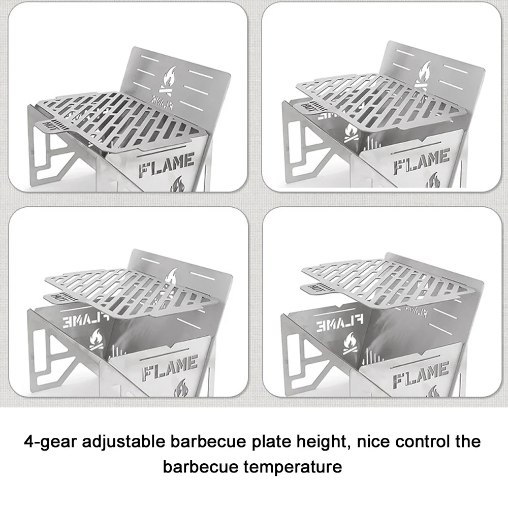 Anself Outdoor Camping Detachable Stoves Portable Stainless Steel Furnace Multifunctional Picnic BBQ Cooking Accessory Firewood Furnace