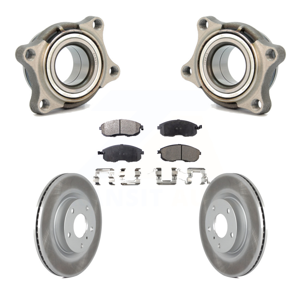 Transit Auto - Front Wheel Bearing With Coated Disc Brake Rotors And Ceramic Pads Kit For 2005 INFINITI G35 AWD Module KBB-106087