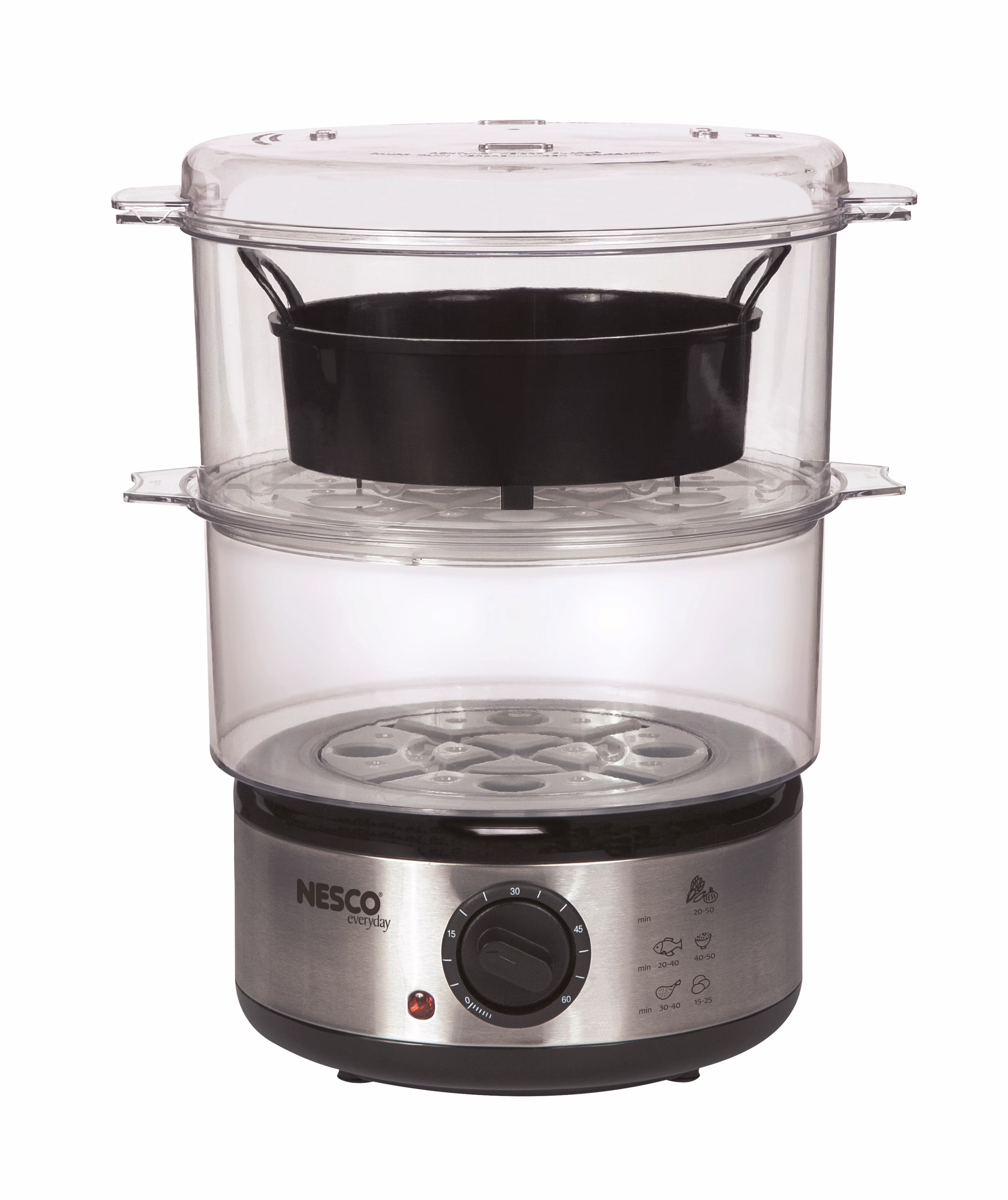 NESCO®/American Harvest ST-25F Plastic 5 Quart Stainless Steel Food Steamer, 3 Pieces