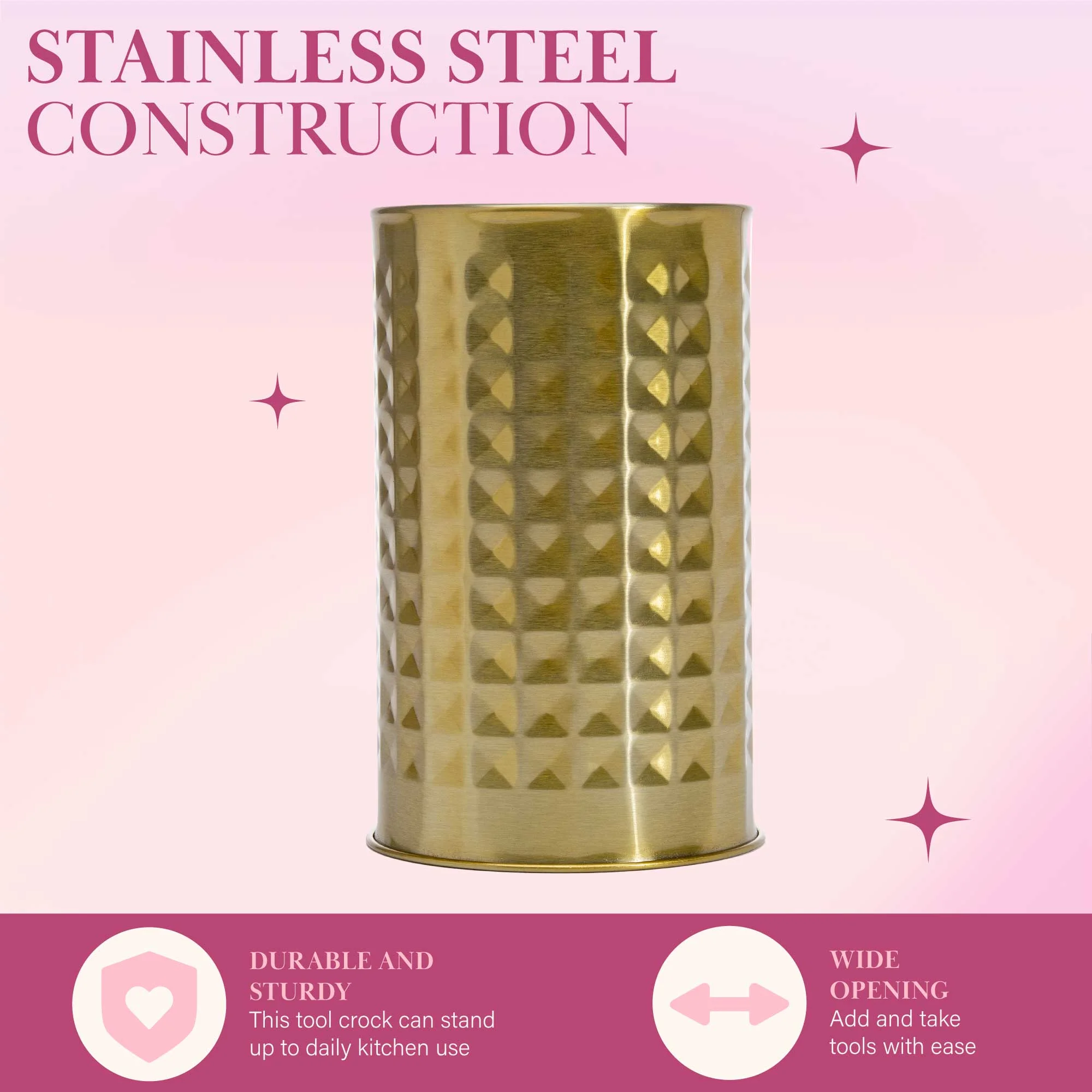 Paris Hilton 7-Piece Cooking Utensils Set, Silicone and Stainless Steel, Pink