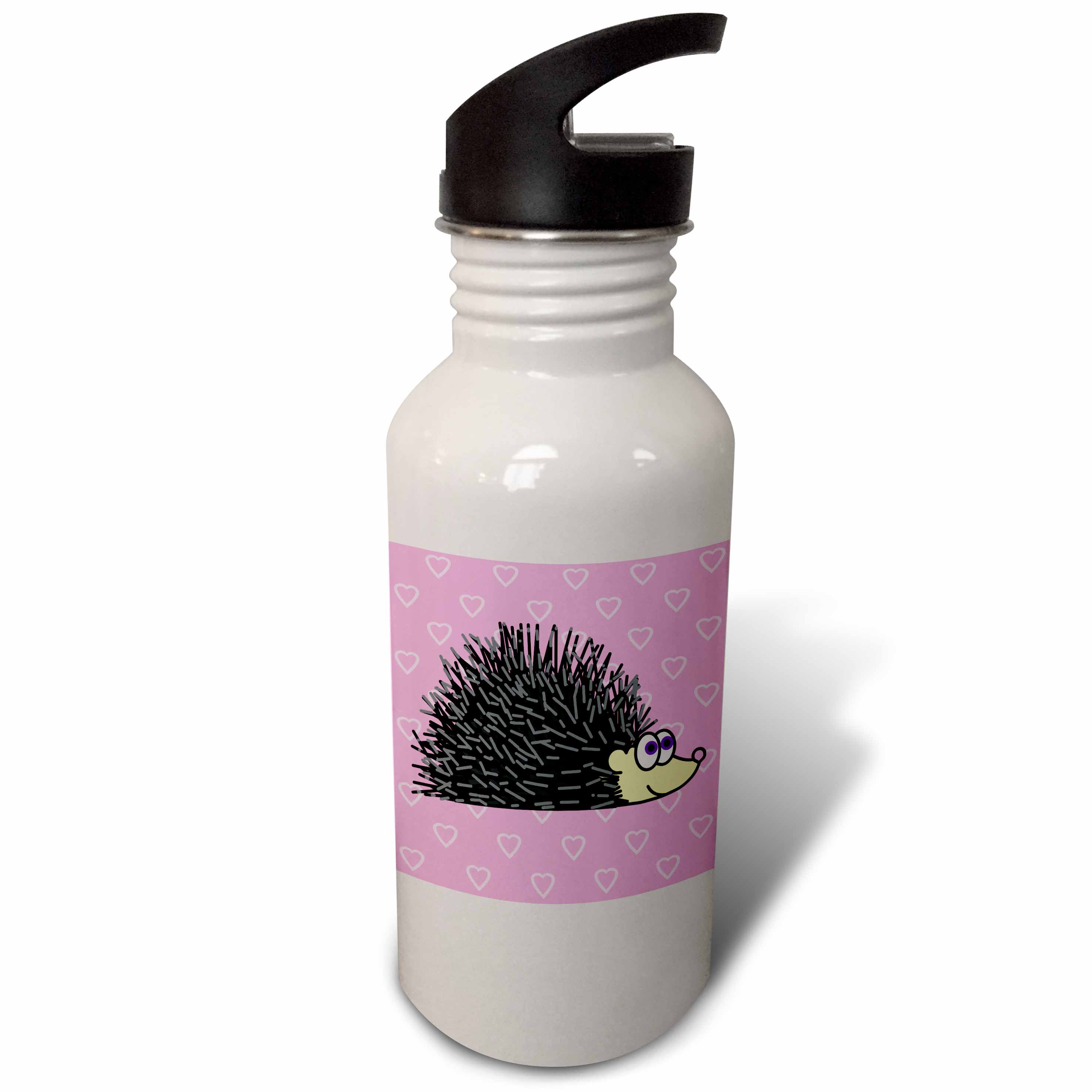 Hedgehog and Hearts Design 21 oz Sports Water Bottle wb-6174-1