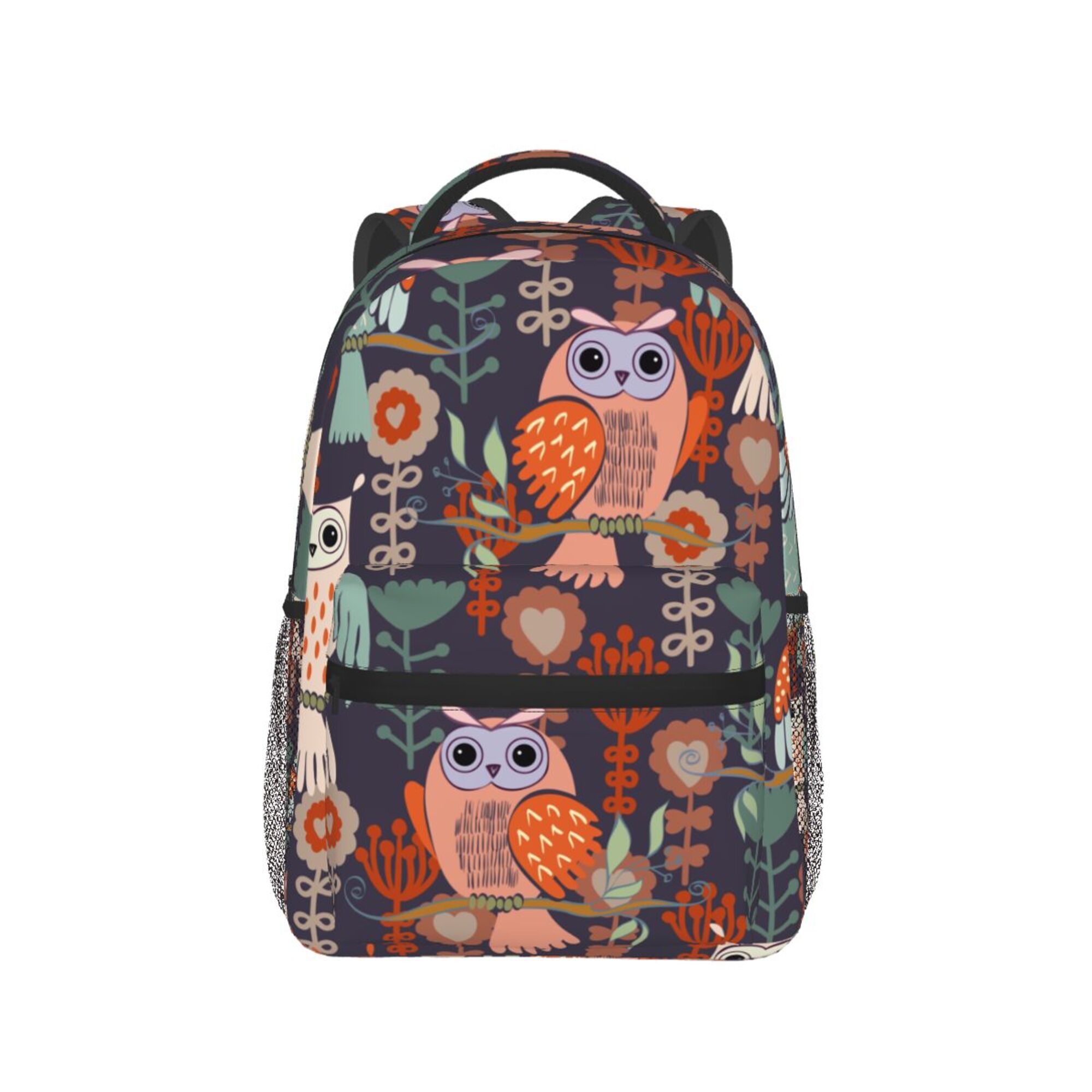 LAKIMCT Owl Sitting On Branches School Backpack, Durable Casual Student Bookbag College Lightweight Hiking Travel Daypack