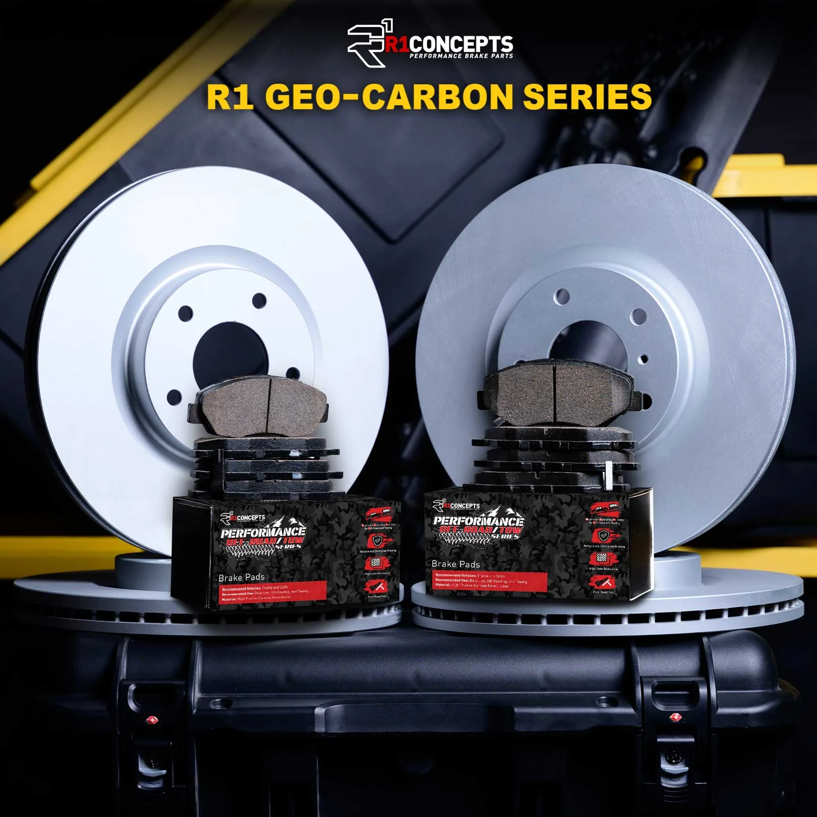 R1 Concepts Front Rear Brakes and Rotors Kit |Front Rear Brake Pads| Brake Rotors and Pads| Performance Off-Road Brake Pads and Rotors WDVN2-54021