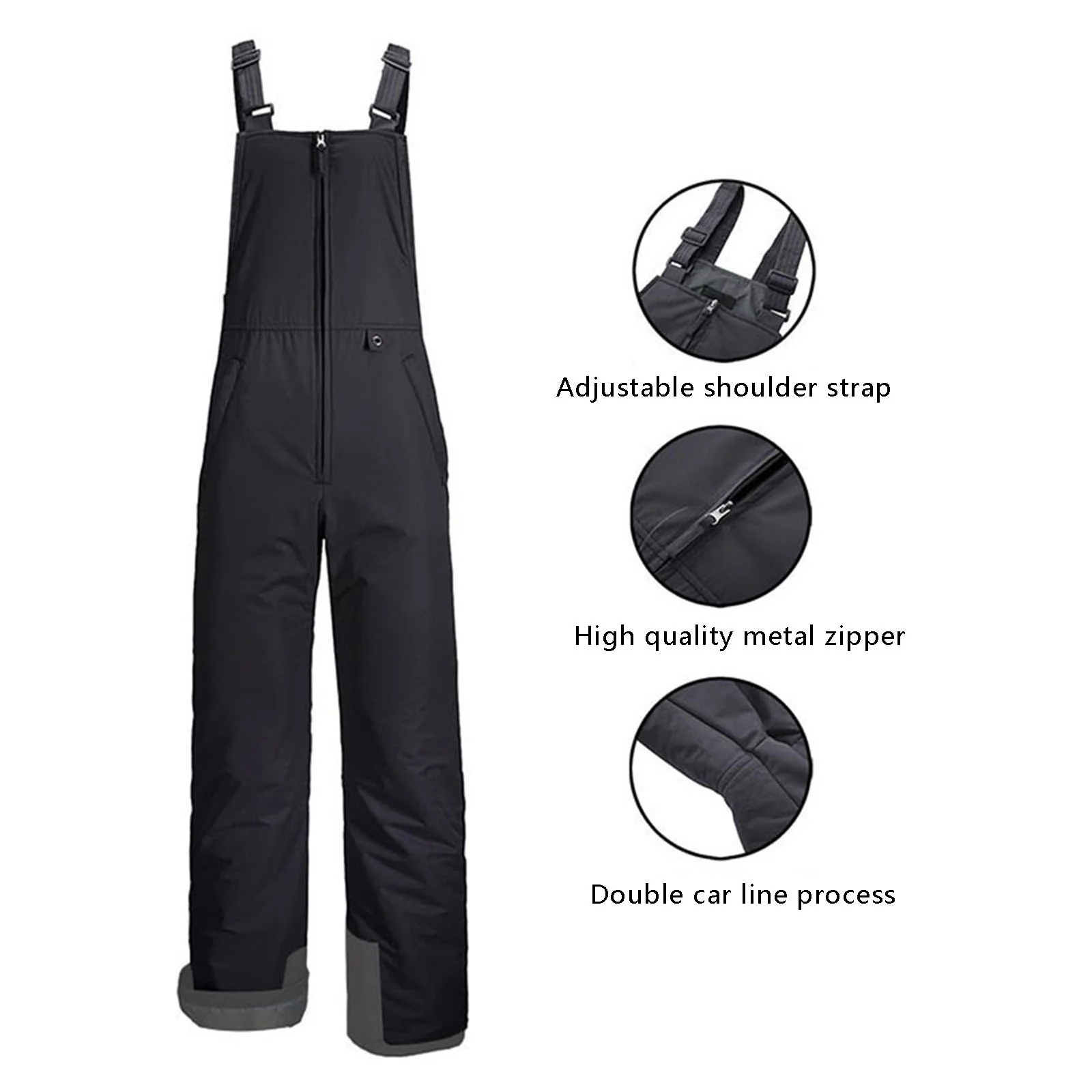 Mens Classic Ski Snow Bib Overalls Windproof Waterproof Insulated Ripstop One-Piece Jumpsuit Hiking Suspender Bib Pant