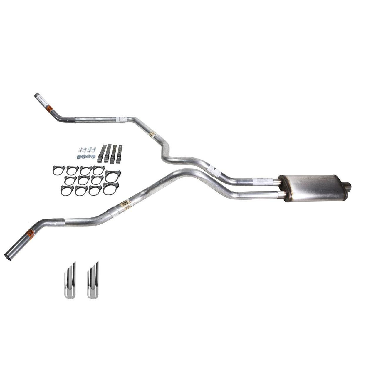 Silverado 99-06 dual exhaust 2.5 MA pipe Stainless muffler SW Tip Corner exit