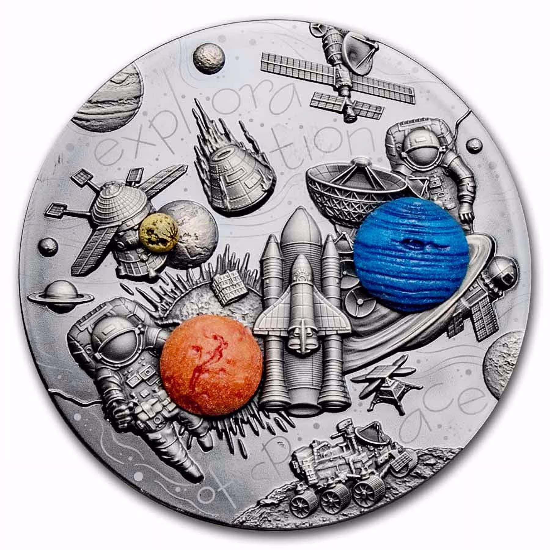 2022 Rep. of Cameroon 3 oz Silver De Doodle: Exploration of Space