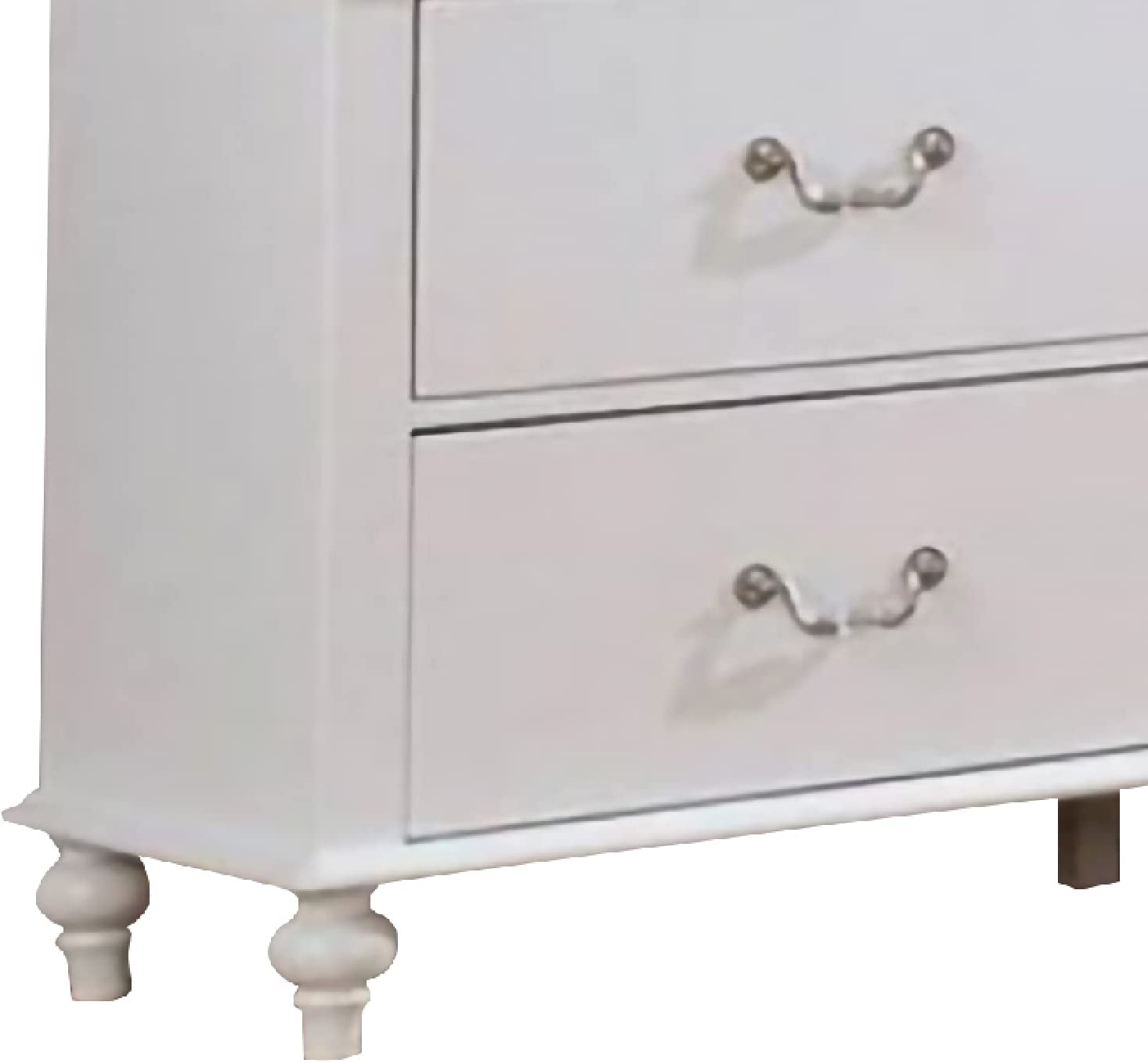 Dresser with 7 Drawers and Crystal Knobs, White