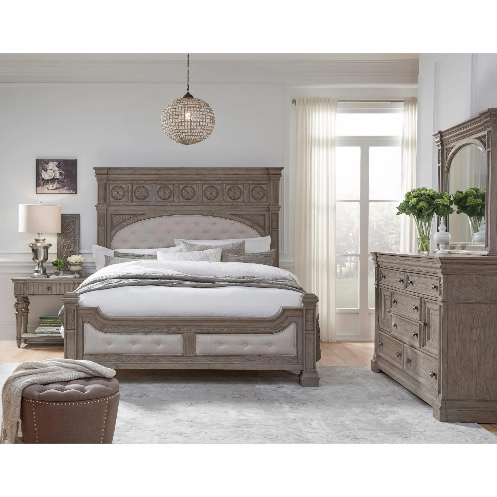 Kingsbury Queen Wood Panel Bed in French Gray Finish by Pulaski Furniture