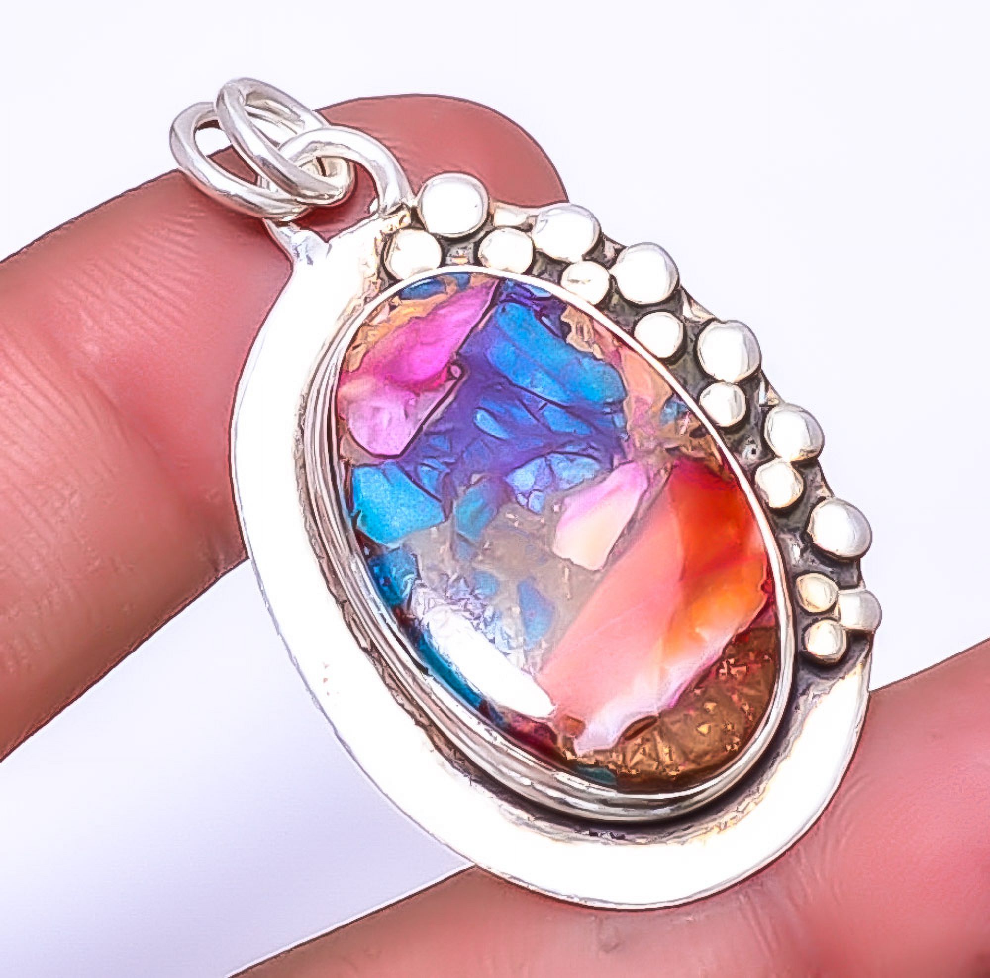 Copper Spiny Oyster Gemstone 925 Silver Plated Handmade Pendant 1.76