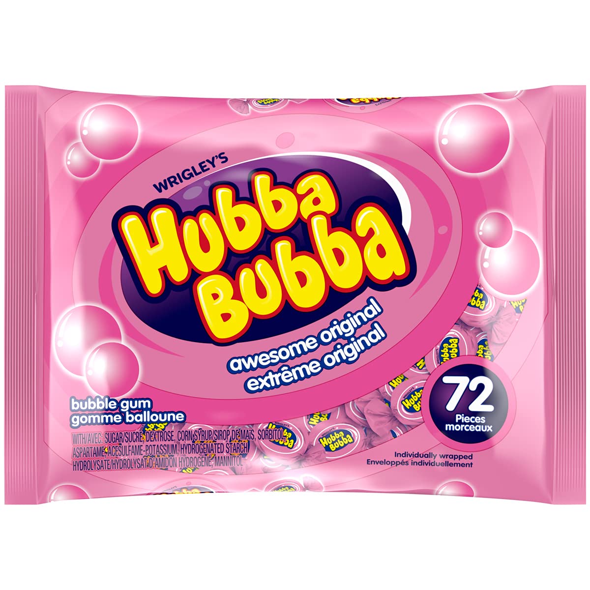 Hubba Bubba Awesome Original Fun Size, 72-Count, 5g/0.2oz per piece, {Imported from Canada}