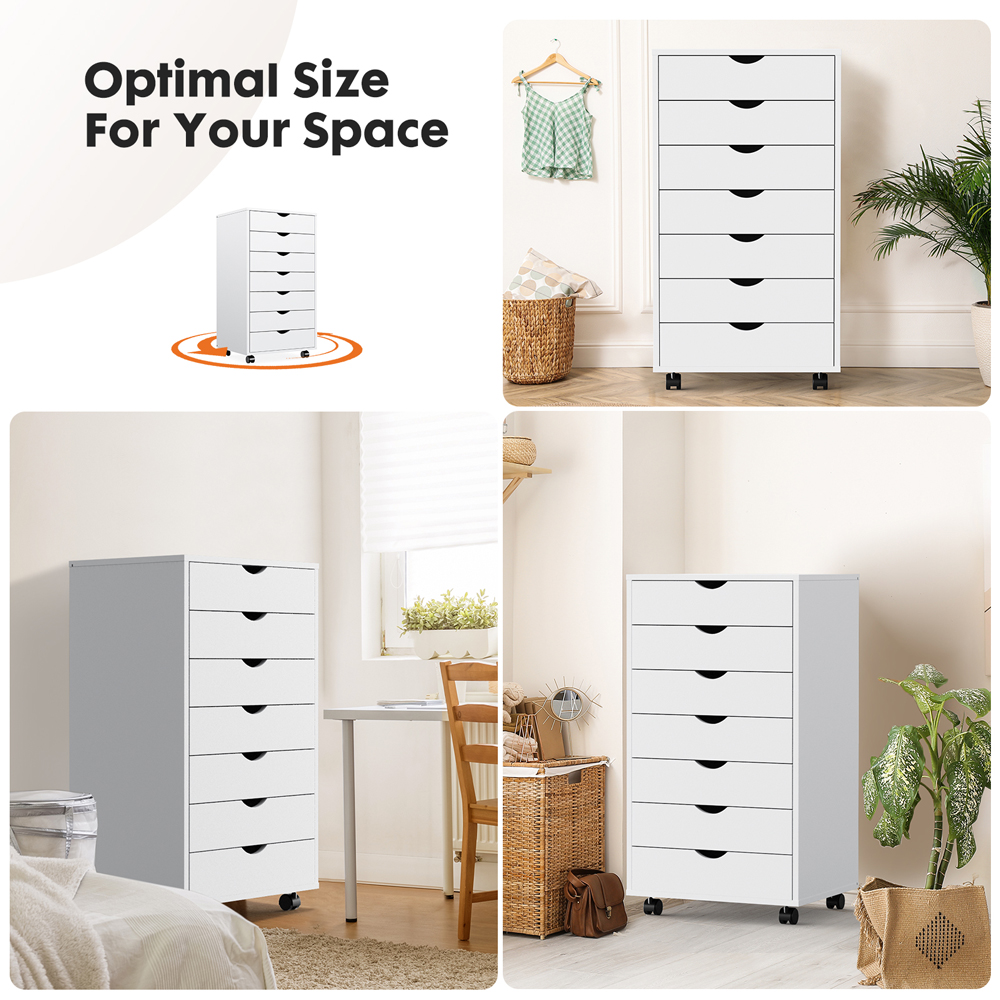 Yone jx je 7 Drawer Chest - Storage Cabinets with Wheels Dressers Wood Dresser Cabinet Mobile Organizer Drawers for Office,White