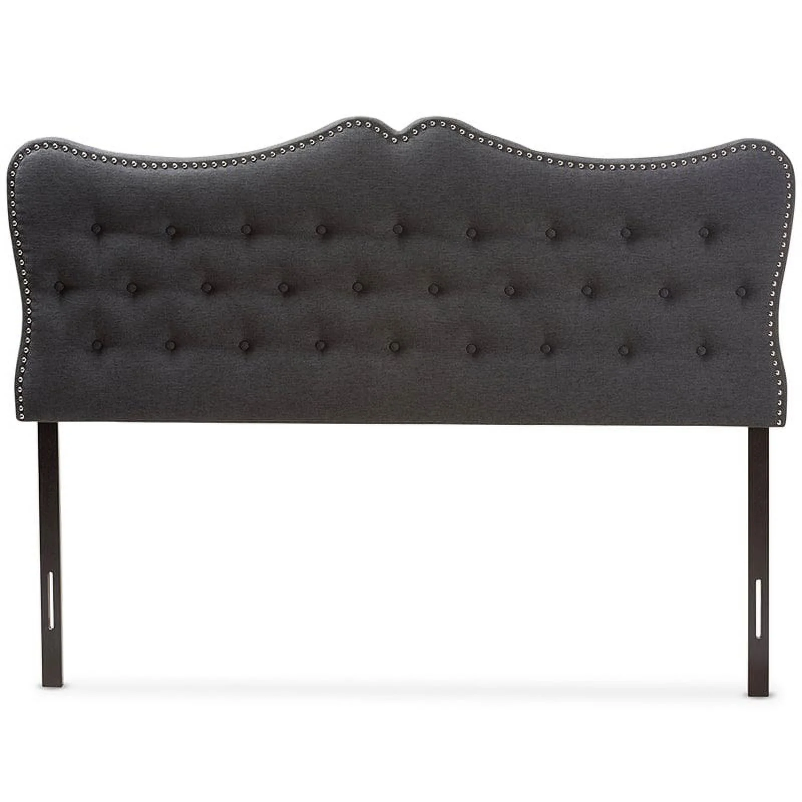 Bowery Hill Modern Tufted Queen Panel Headboard in Dark Gray
