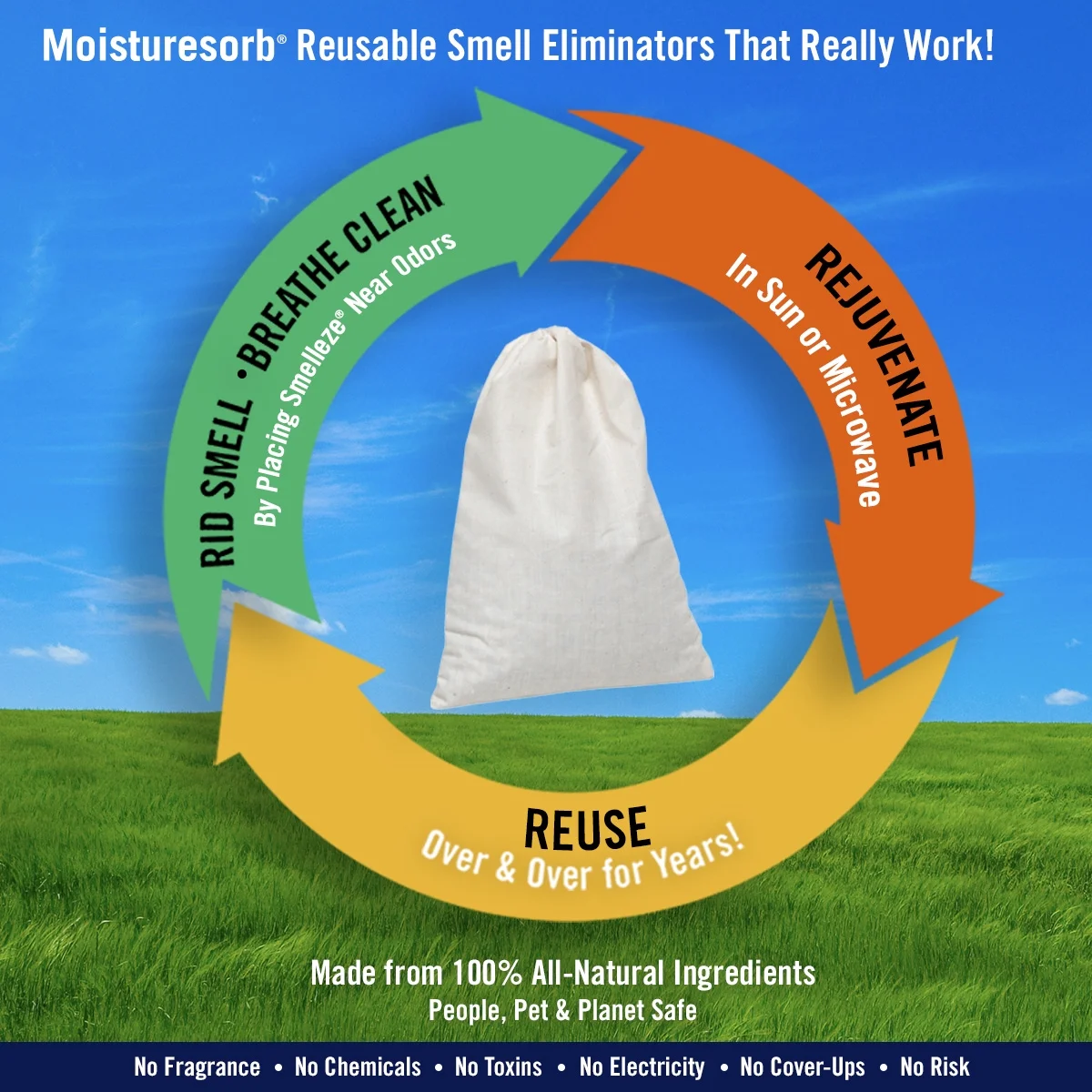 MOISTURESORB Reusable Moisture Remover Desiccant Pouch: Protects 300 Sq. ft. Area