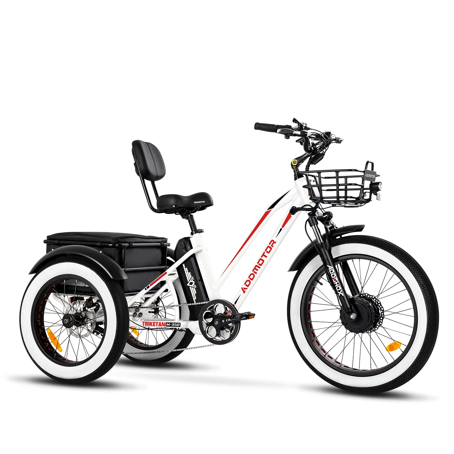Addmotor Electric Trike for Adults, 3 Wheel Motorized Bicycle with 750W Motor 48V 20Ah Samsung Battery UL Certified, 85MI Long Range, 24