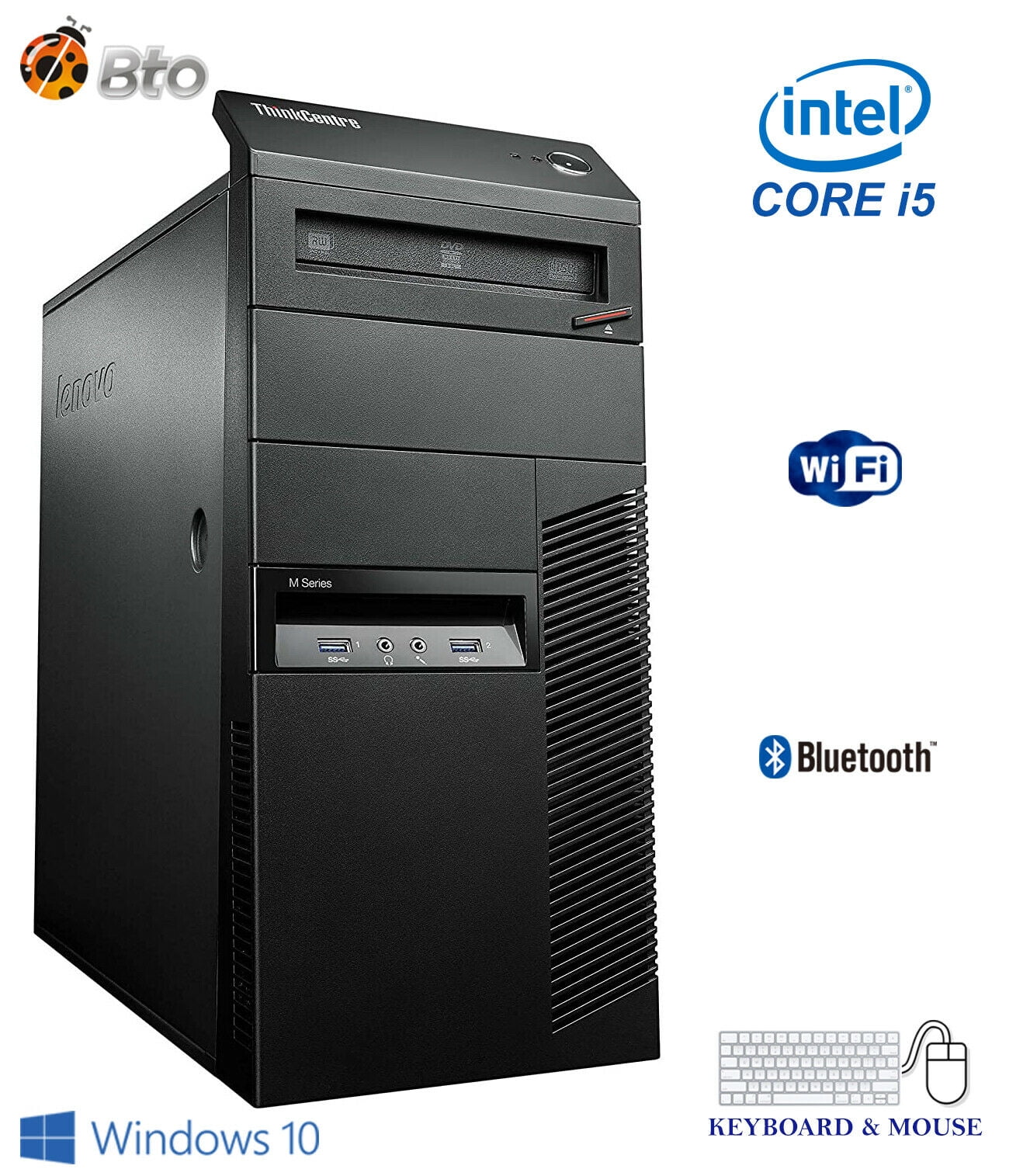 Gaming Lenovo Desktop Computer MT Core i5 CPU 16GB Ram, 120GB SSD, 2TB HDD, New 24