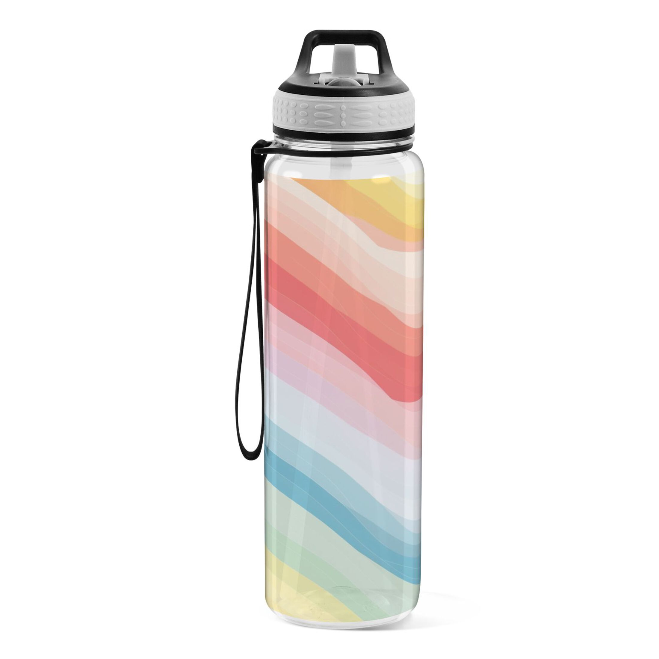 Abstract Rainbow 32oz Sports Water Bottles Leakproof Tritan Bottle with Straw BPA Free Clear Bottle for Fitness Gym Outdoor Cycling