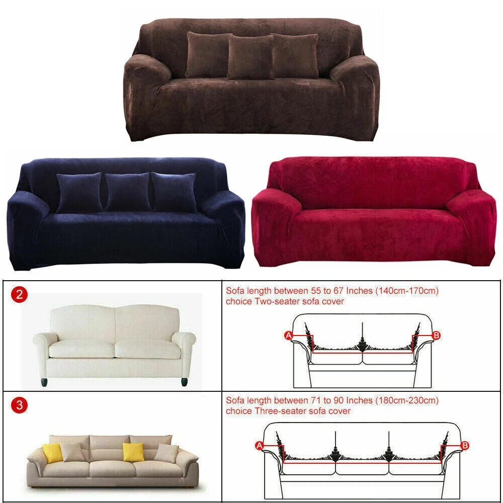 JahyShow Stretch Plush Sofa Covers - Coffee, Easy Fit Slipcover for 2-Seater Furniture