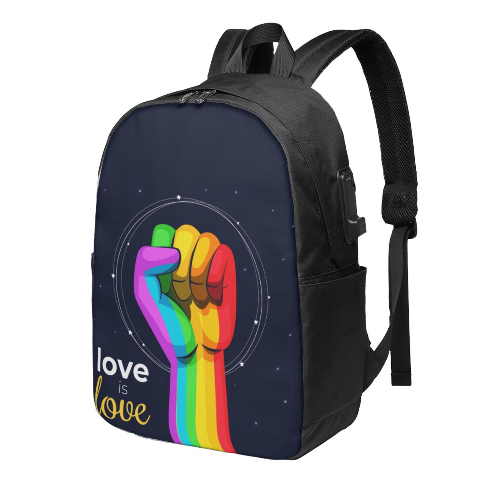 TEQUAN Travel Laptop Backpack, Rainbow Lgbt Pride Love is Love Prints Outdoor Hiking Bag School Bookbag Casual Lightweight Daypack
