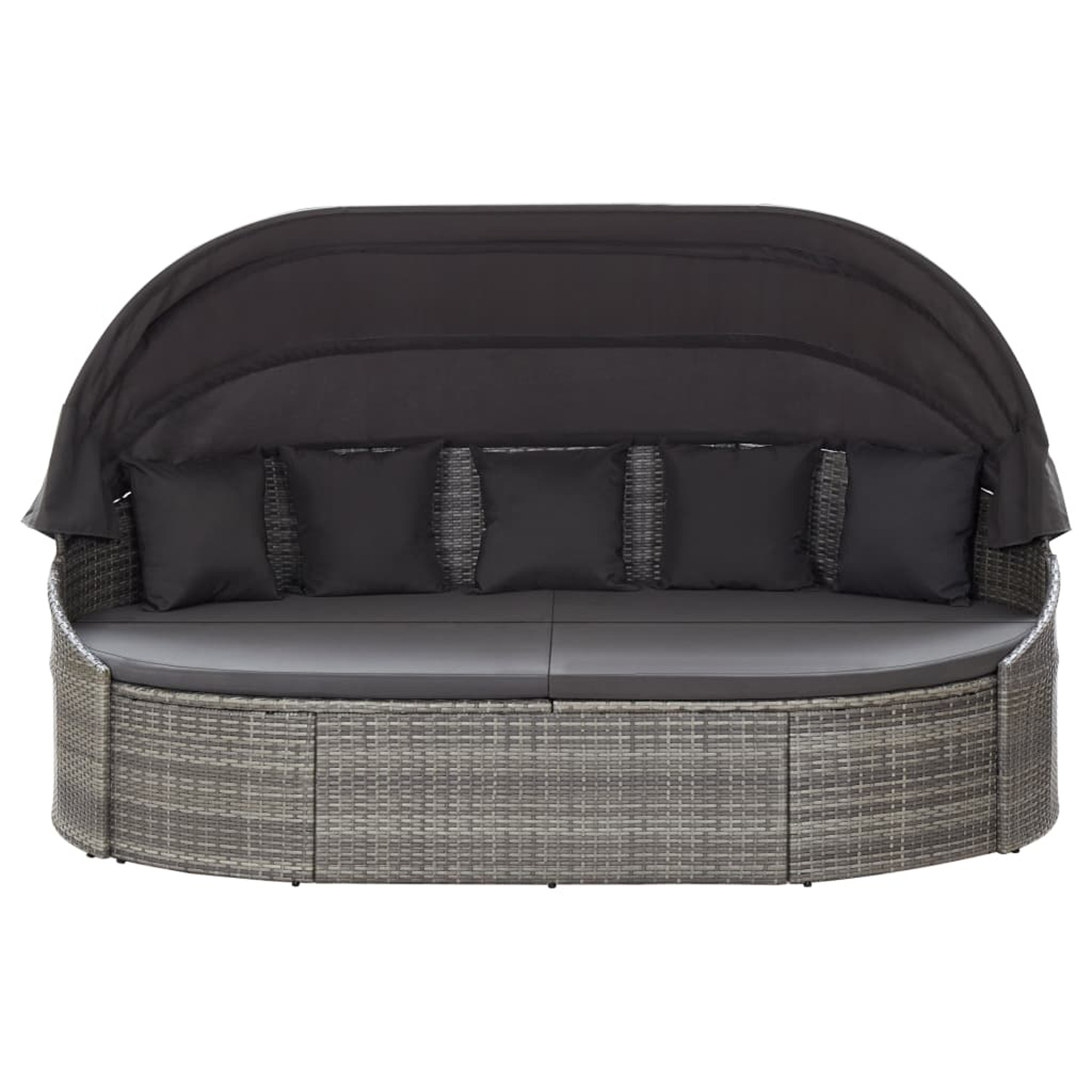 moobody Patio Bed with Canopy Poly Rattan Gray