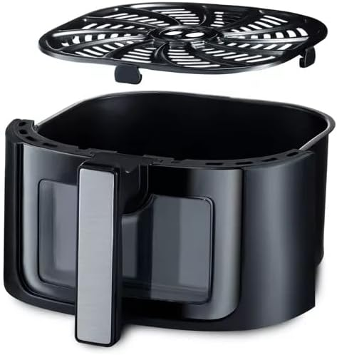 FM 6-Qt Digital Window Air Fryer with 12 Presets & Guided Cooking Black, Easy to Clean, Dishwasher Safe, Nonstick