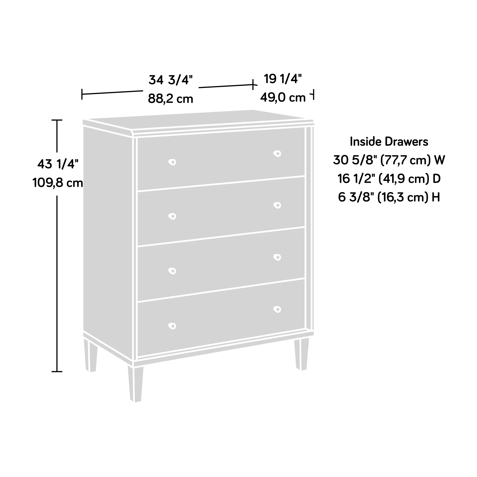 Sauder Willow Place 4 Drawer Chest, Pacific Maple Finish