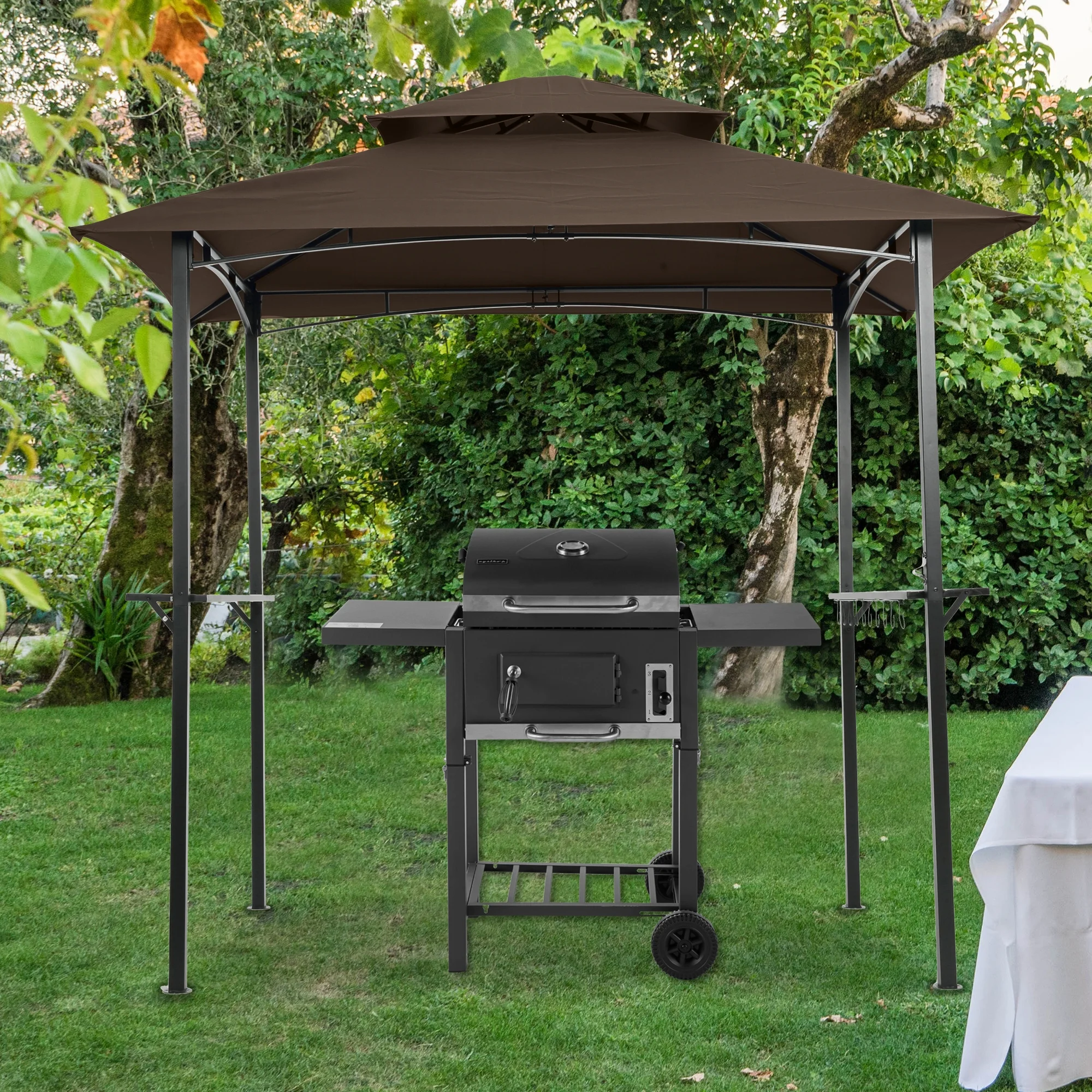 CoSoTower 8X5Ft Grill Gazebo Replacement Canopy, Double Tiered Bbq Tent Roof Top Cover