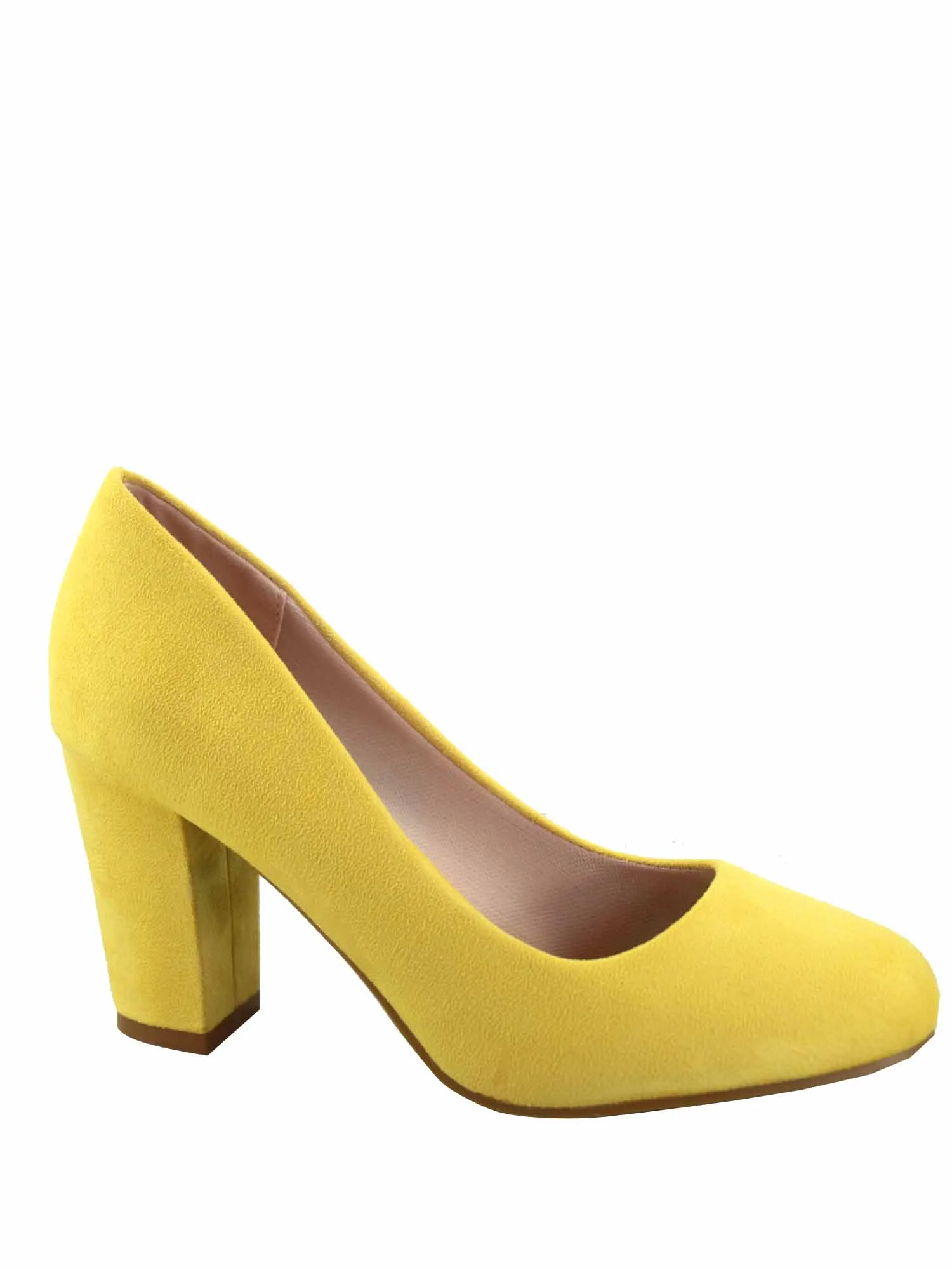 Songful-3 Women's Fashion Patent Faux Suede Round Toe Chunky Heel Slip On Pump Dress Shoes