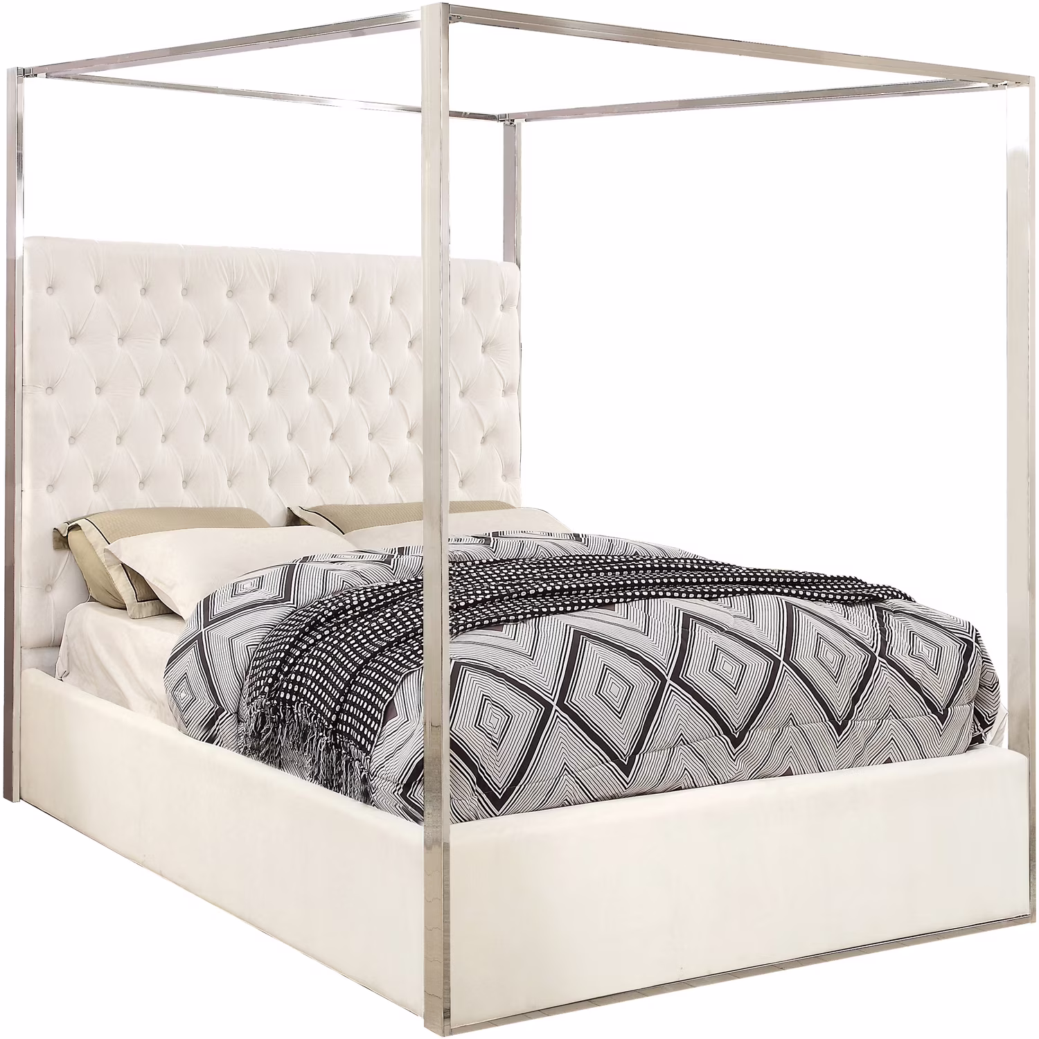 Maykoosh French Flair White Velvet King Bed