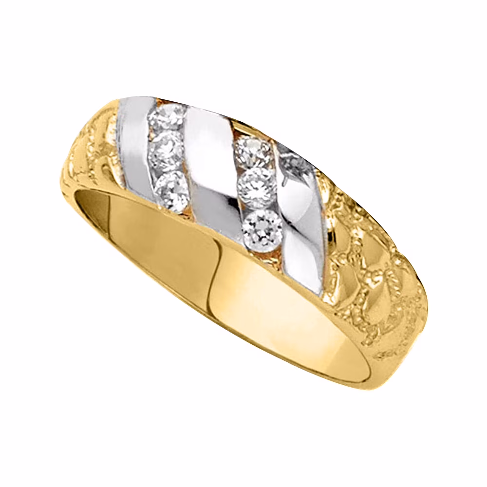 Dimaya Fine Jewelry 14K Two-Tone Gold Cubic Zirconia 6-mm Ladies Wedding Band