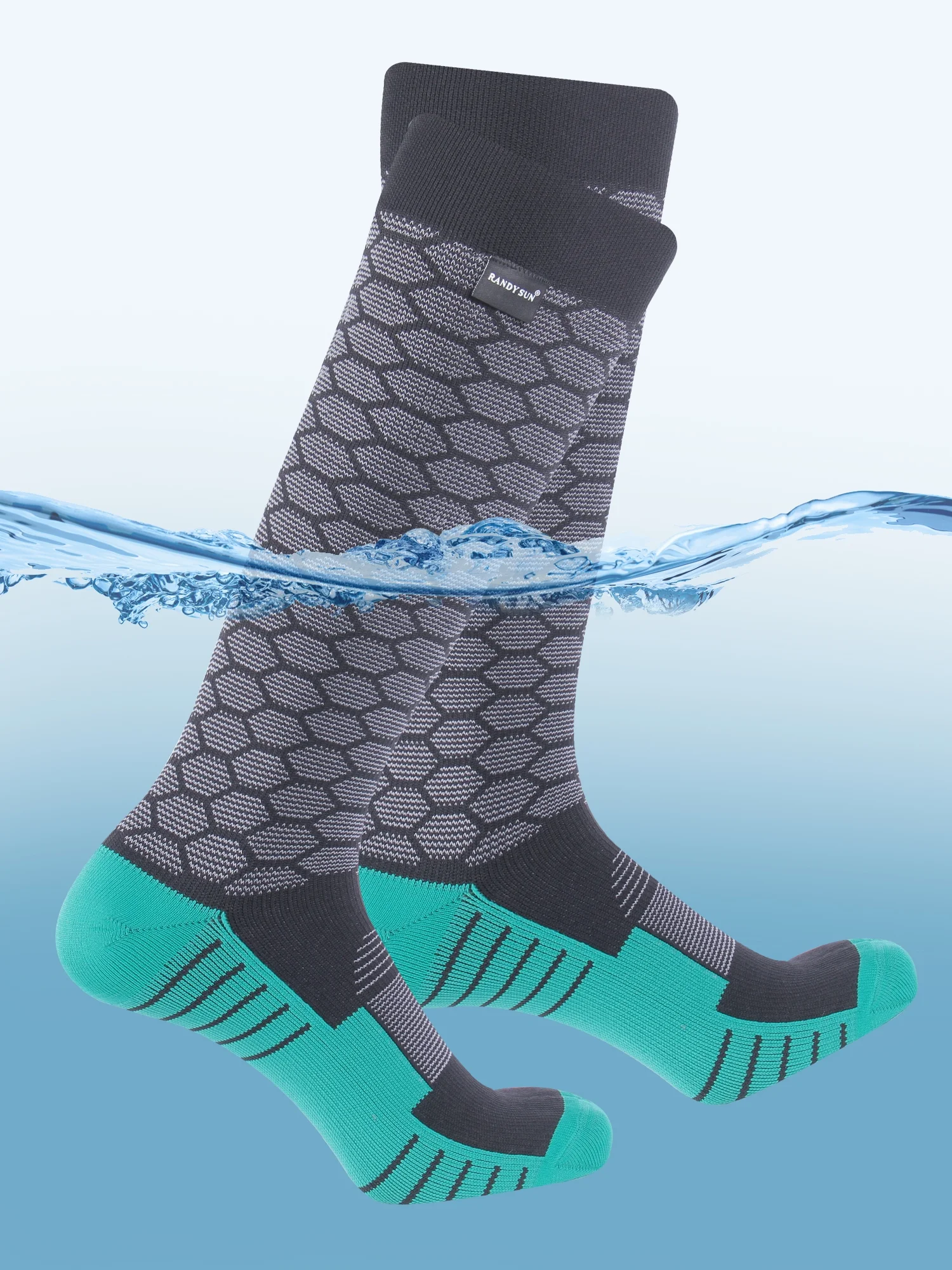 RANDY SUN Waterproof Men Socks, Lightweight Breathable Socks Cushioned Quarter Hiking Trekking Socks 1 Pair X-Small Gray- Green