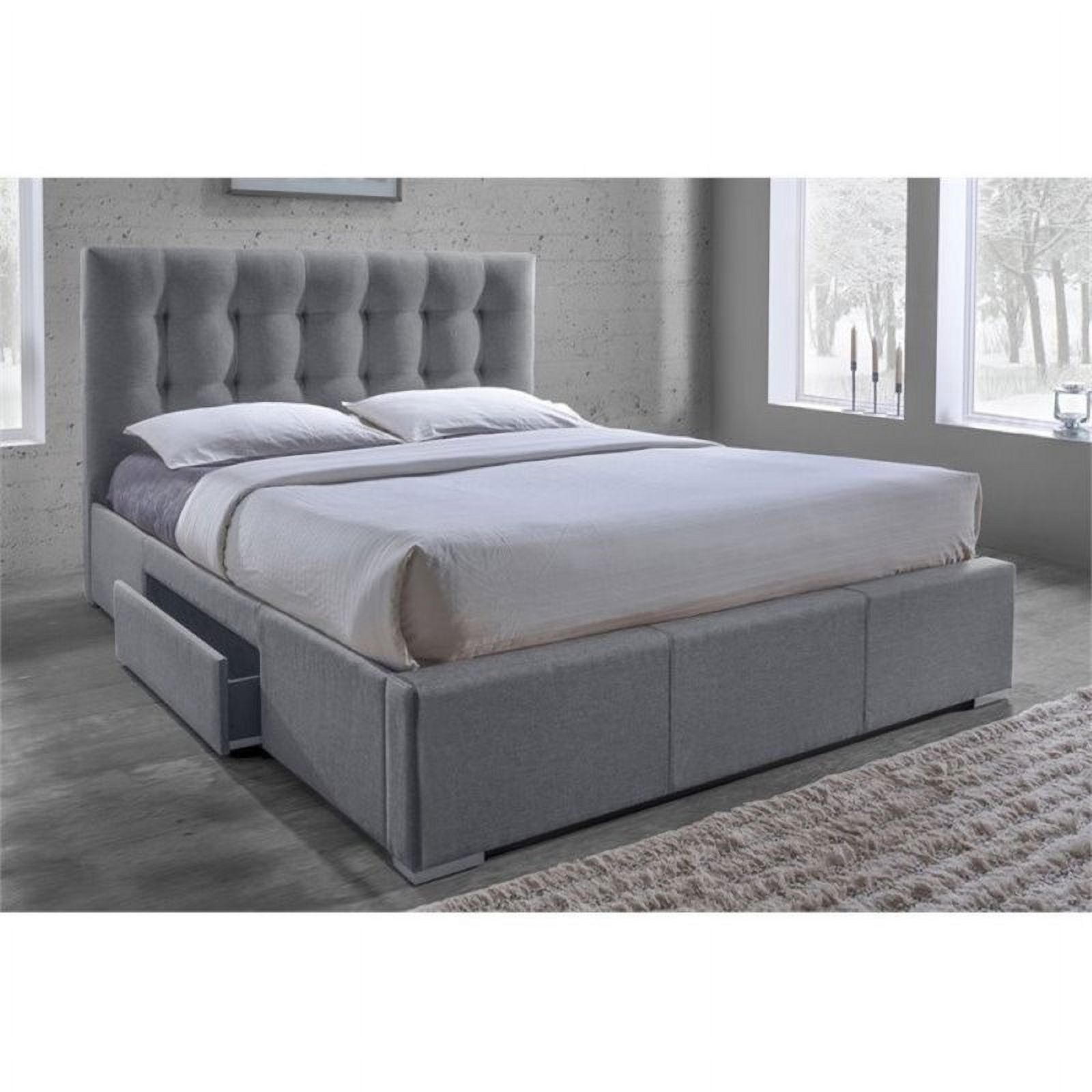 Atlin Designs Upholstered Queen Tufted Storage Bed in Gray