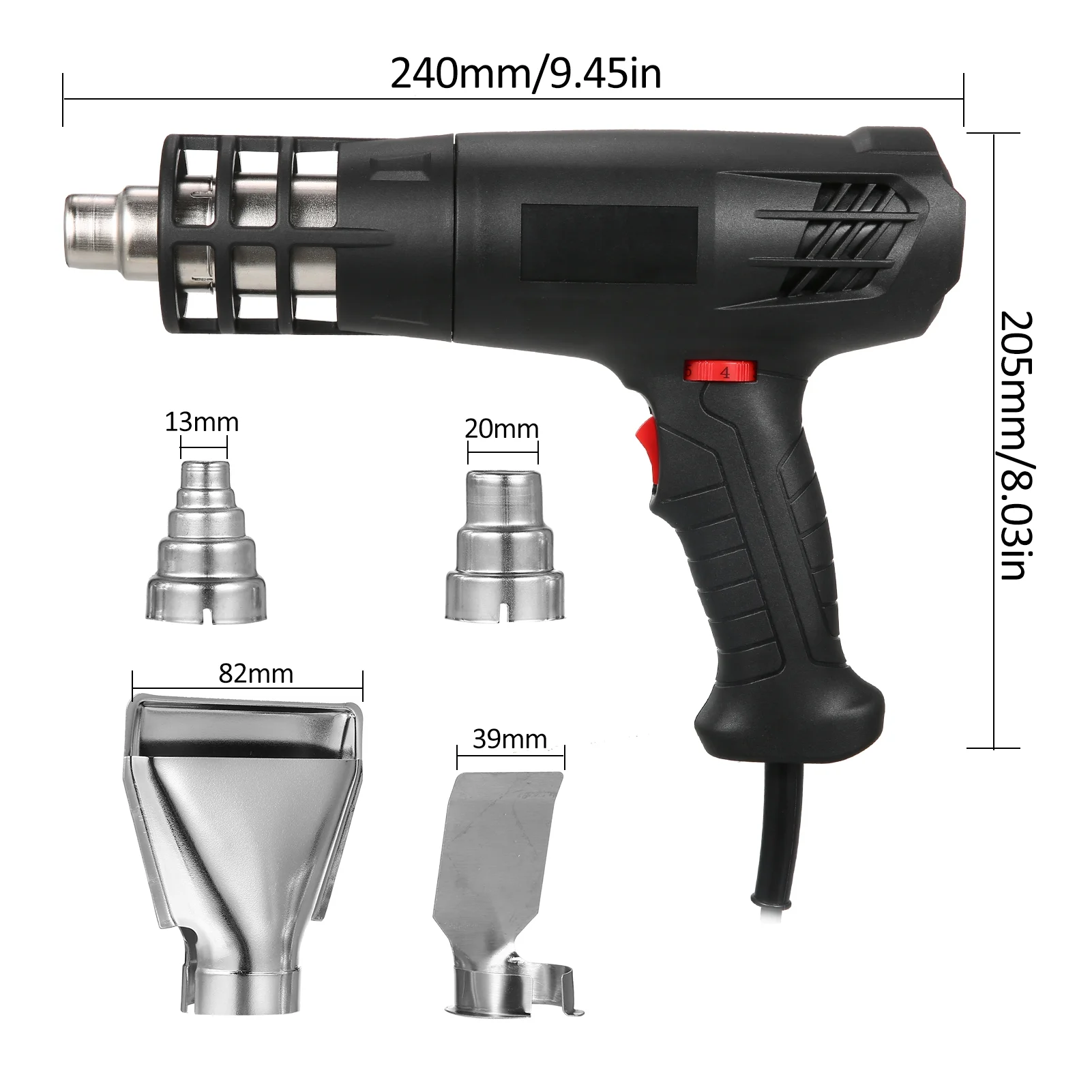 Docooler 1600-2000W Hot Air Heating Machine Kit with Dual  Setting (122℉~1012℉) Fast Heating Tool with 4 Nozzles for Crafts Shrink Tubing Wrapping Stripping Paint Epoxy Resin