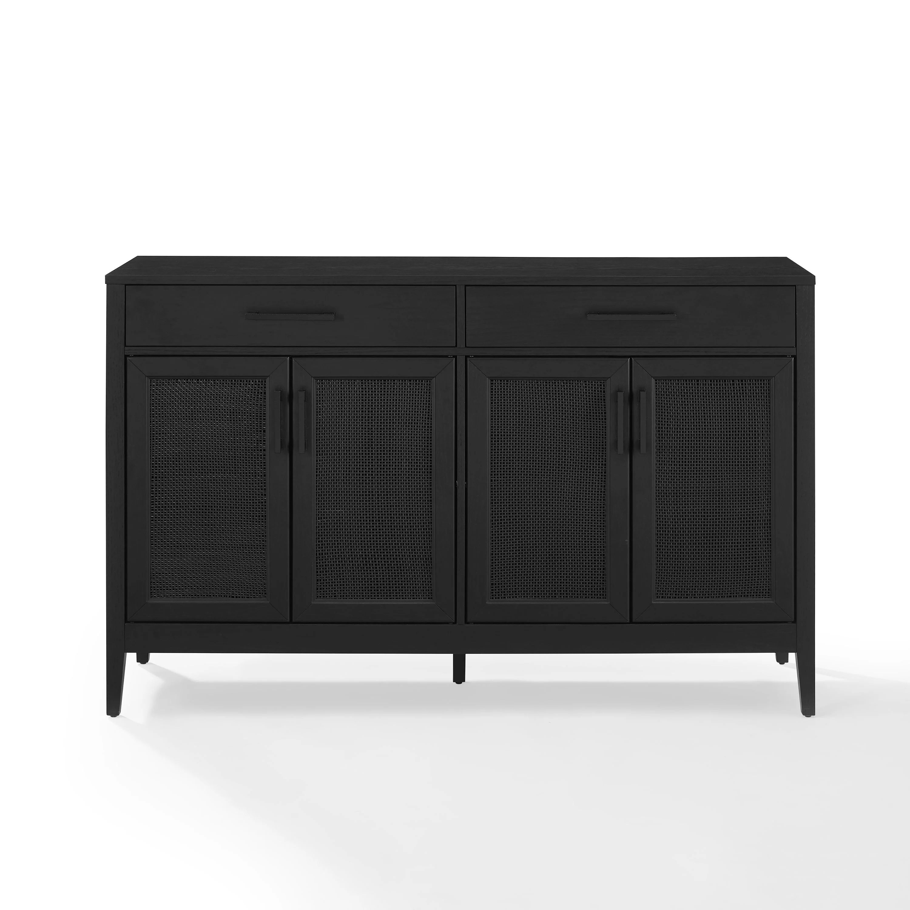 Crosley Furniture Milo Modern MDF Wood and Rattan Sideboard in Black