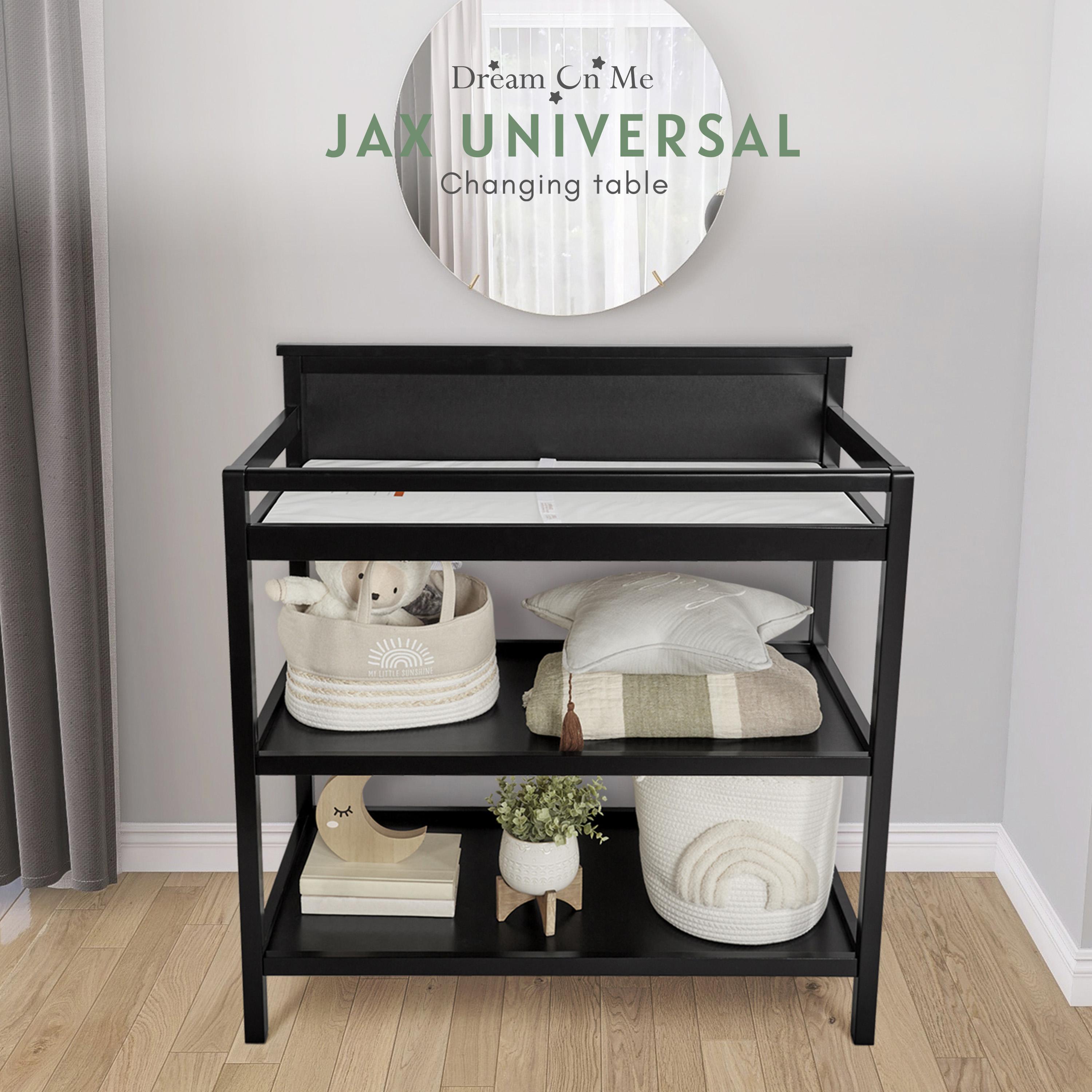 Dream On Me Jax Universal Changing Table, Matte Black